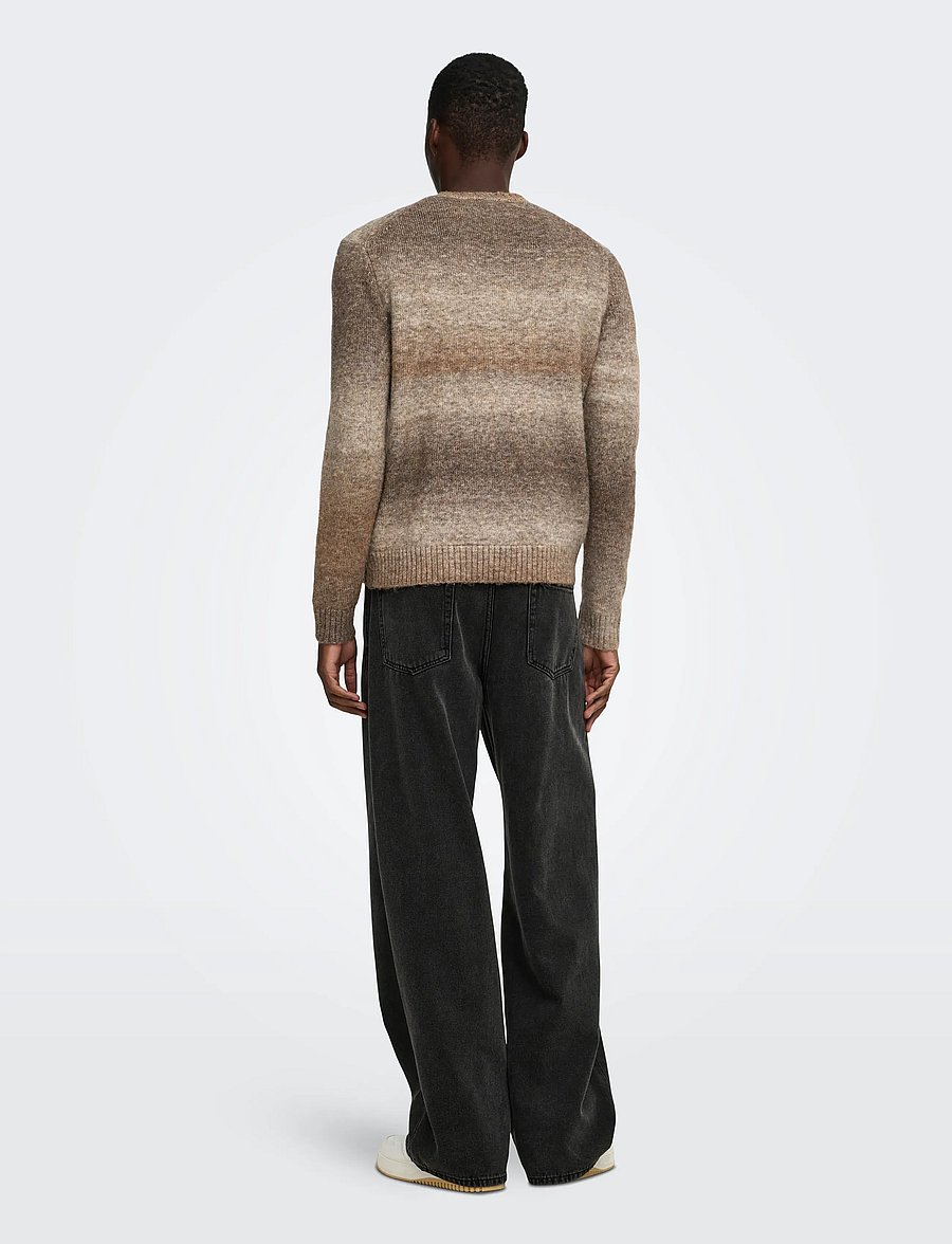 ONLY & SONS - ONSMACK GRADIANT REG CREW KNIT - coffee bean - 3