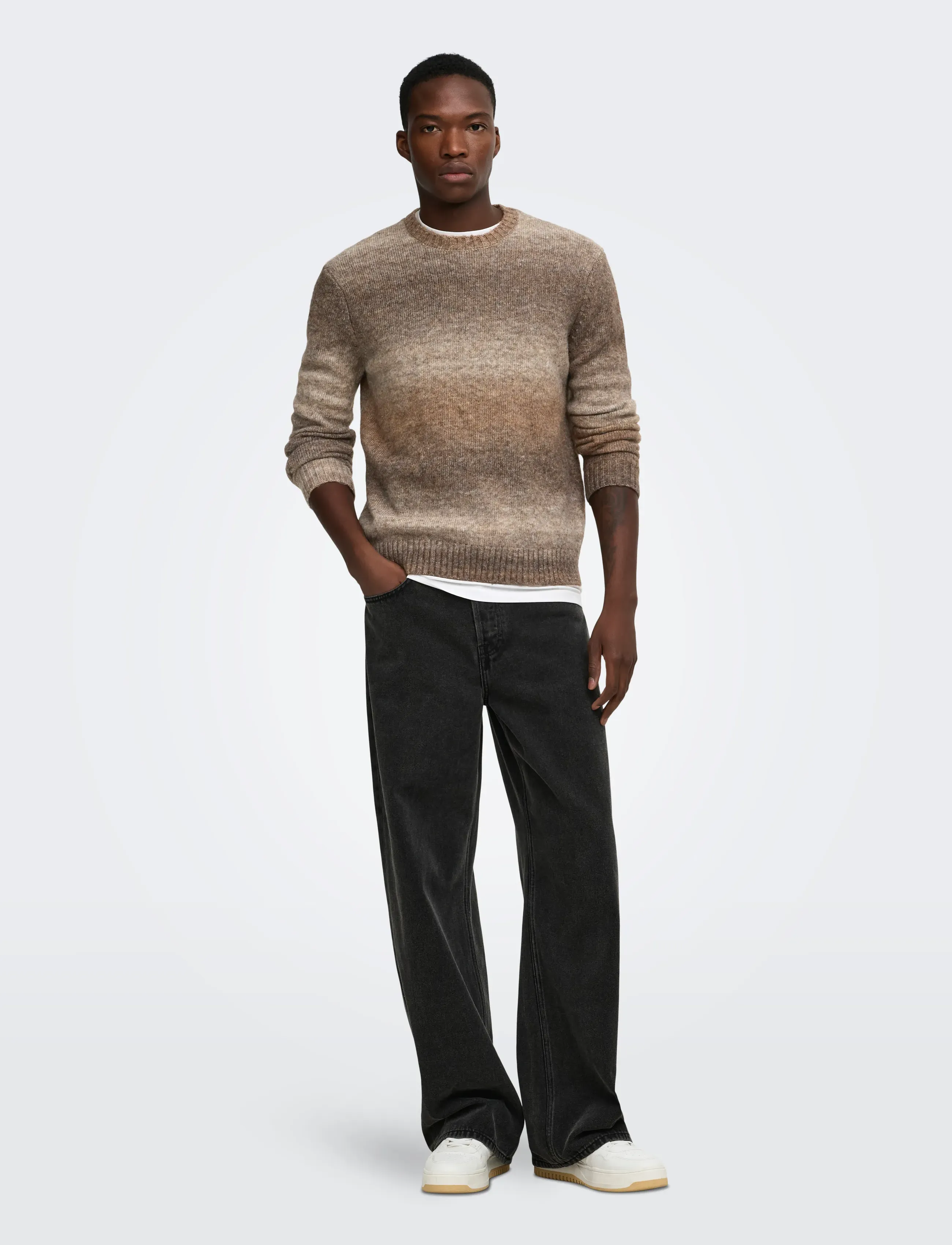 ONLY & SONS - ONSMACK GRADIANT REG CREW KNIT - coffee bean - 4