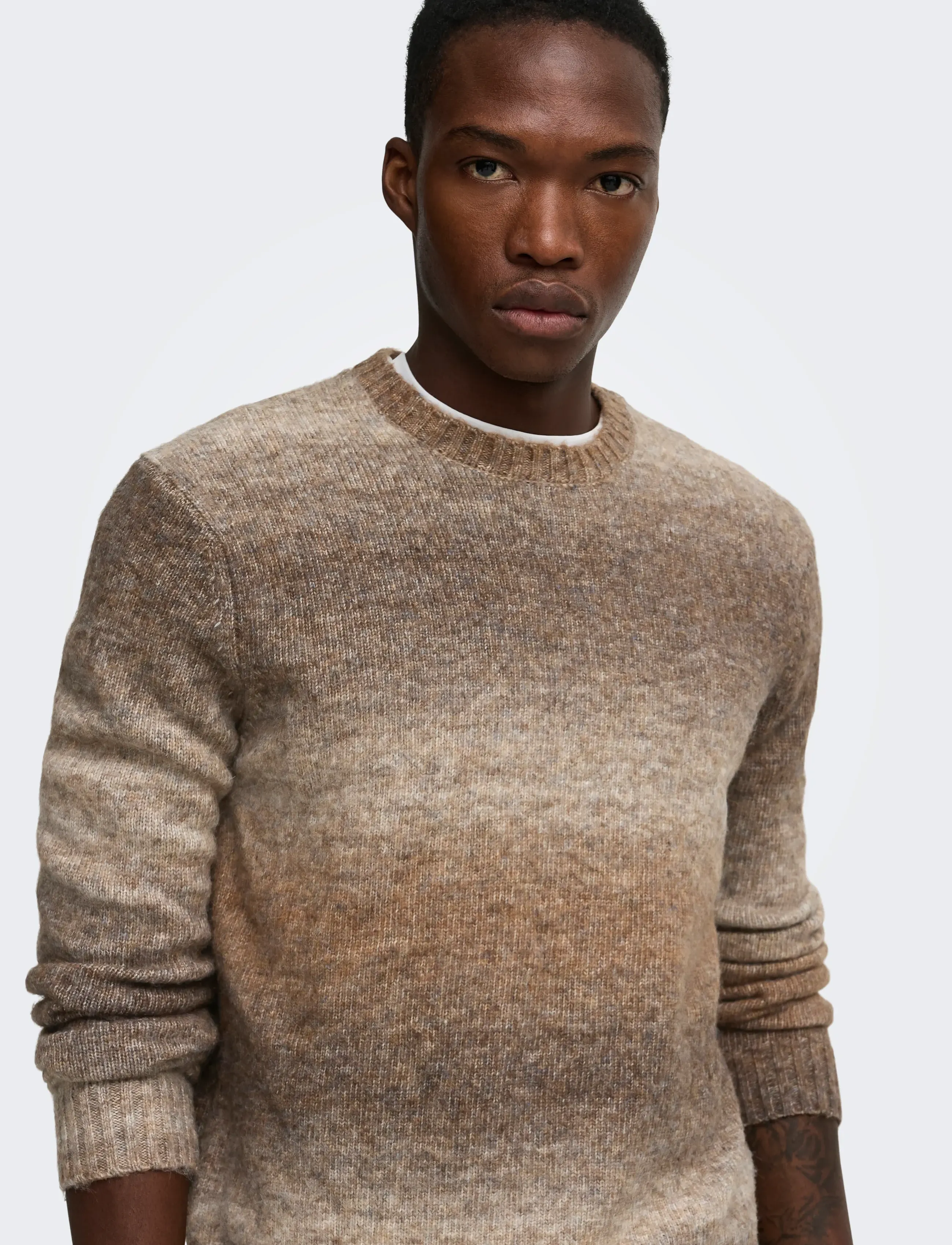 ONLY & SONS - ONSMACK GRADIANT REG CREW KNIT - coffee bean - 5
