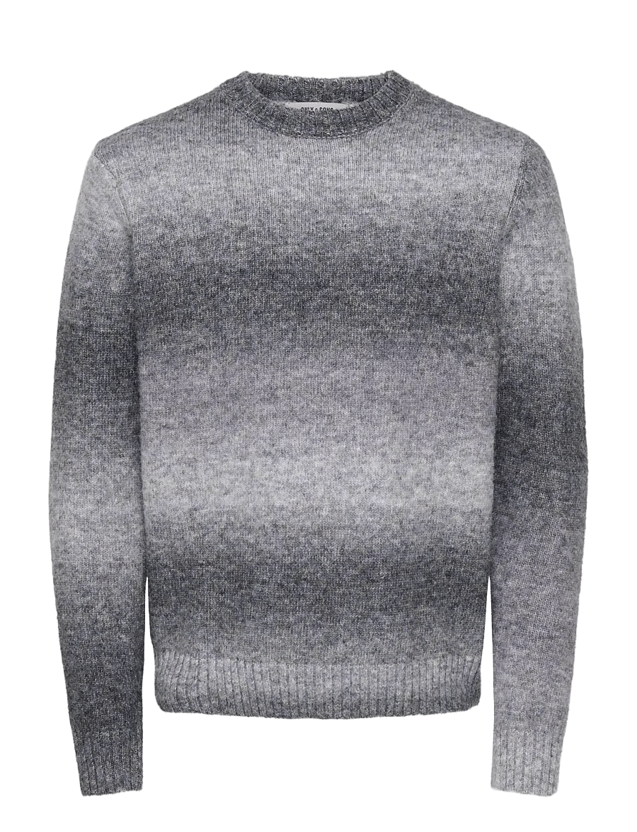 ONLY & SONS - ONSMACK GRADIANT REG CREW KNIT - Ümara kaelusega - grey pinstripe - 1