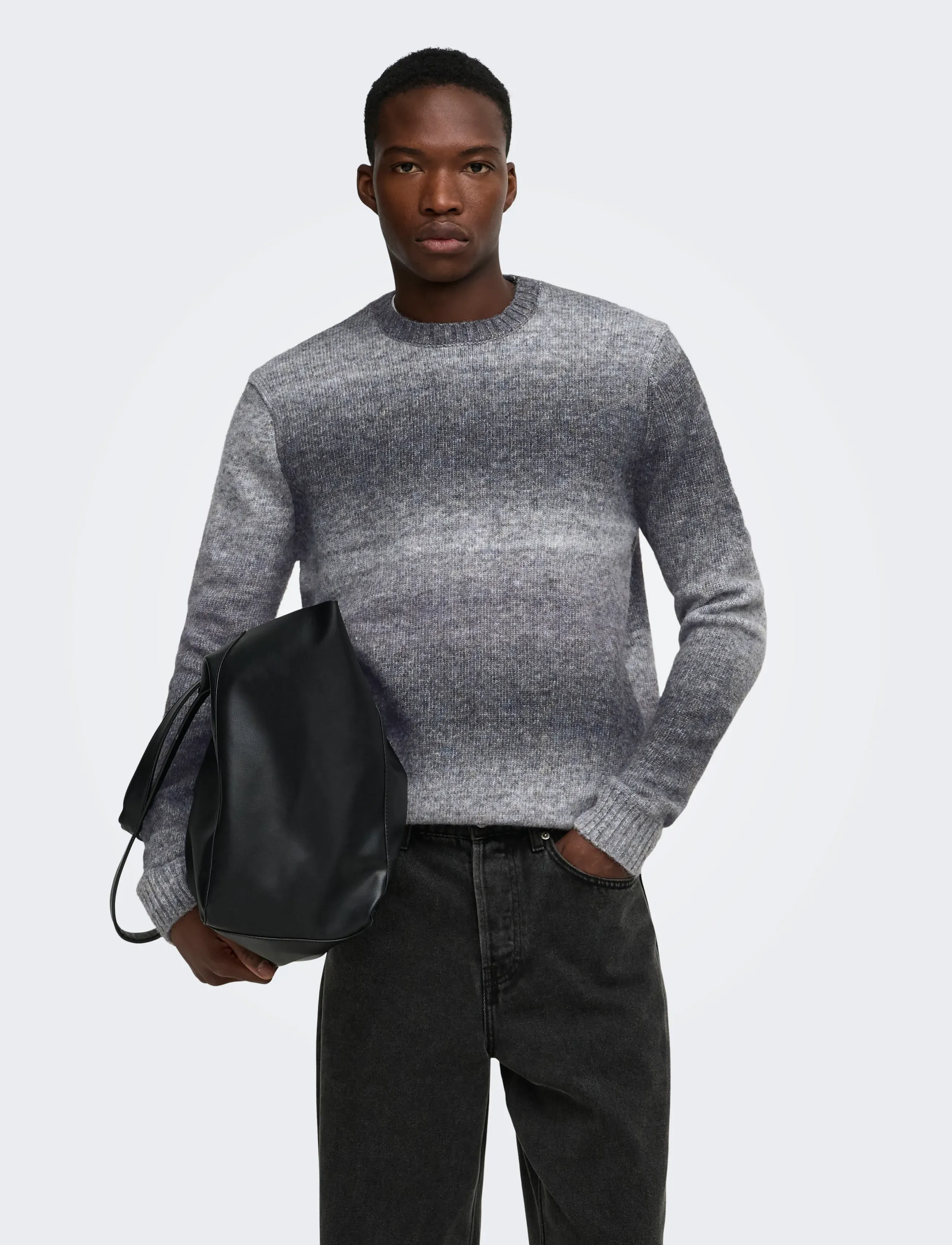 ONLY & SONS - ONSMACK GRADIANT REG CREW KNIT - grey pinstripe - 0