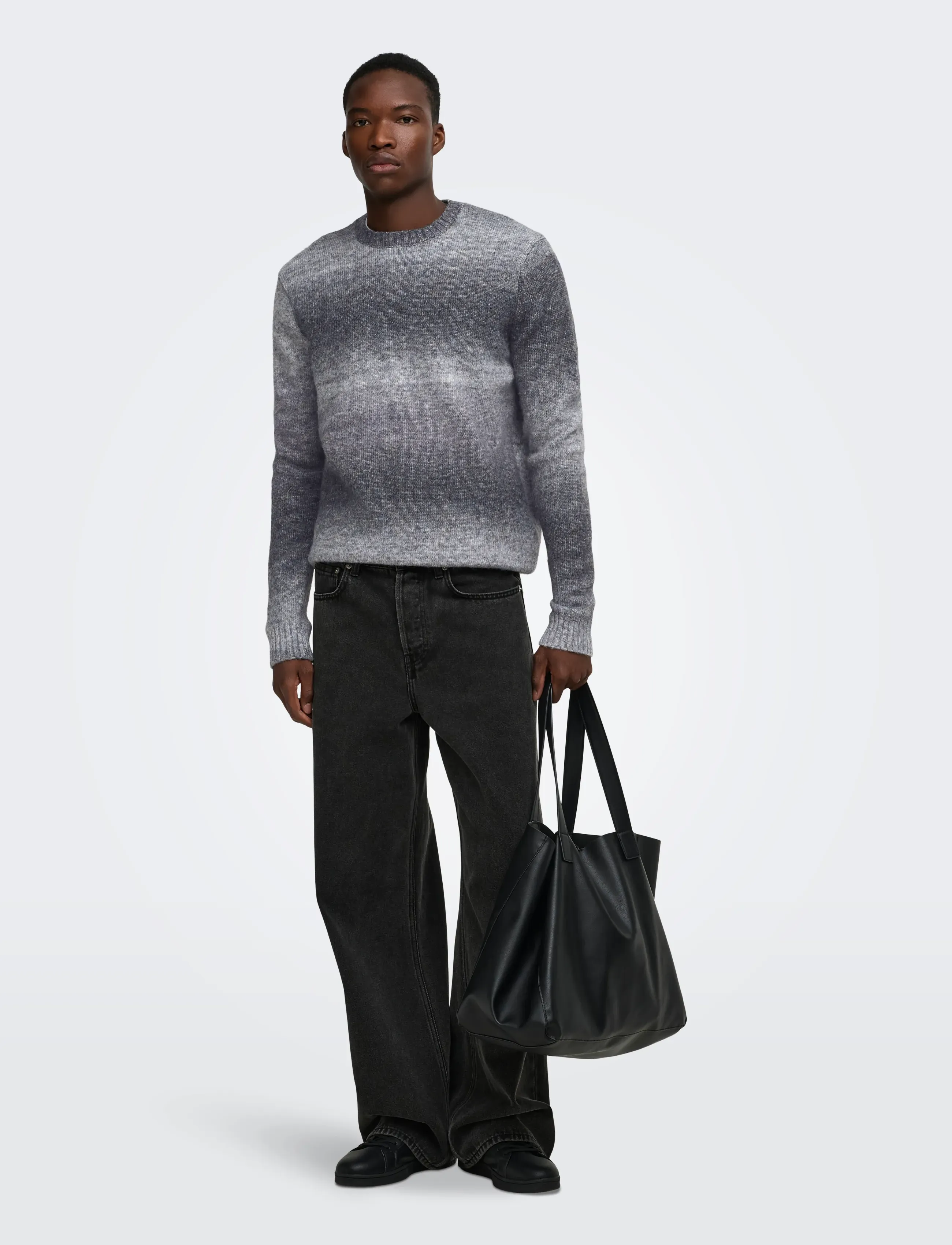 ONLY & SONS - ONSMACK GRADIANT REG CREW KNIT - grey pinstripe - 4