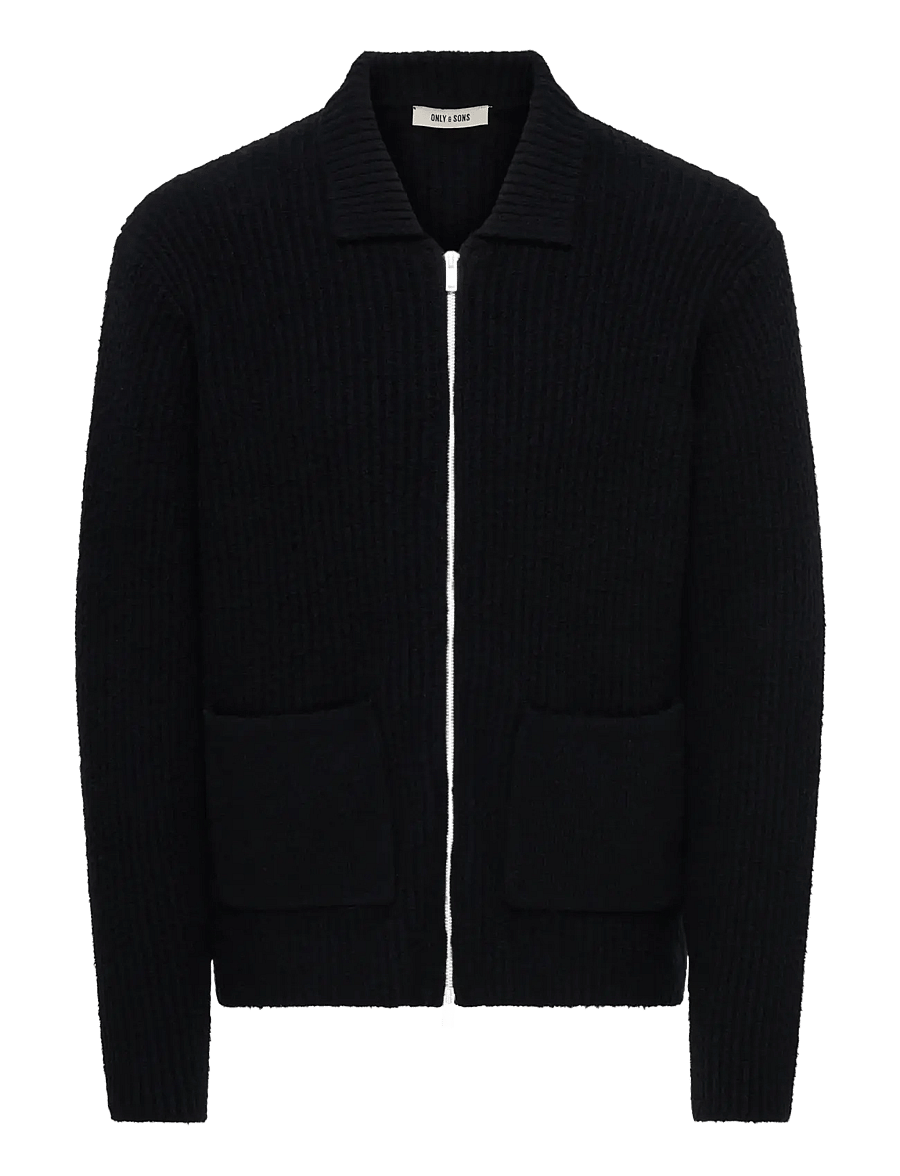ONLY & SONS - ONSFRAME RLX ZIP CARDIGAN KNIT - cardigans - black - 0
