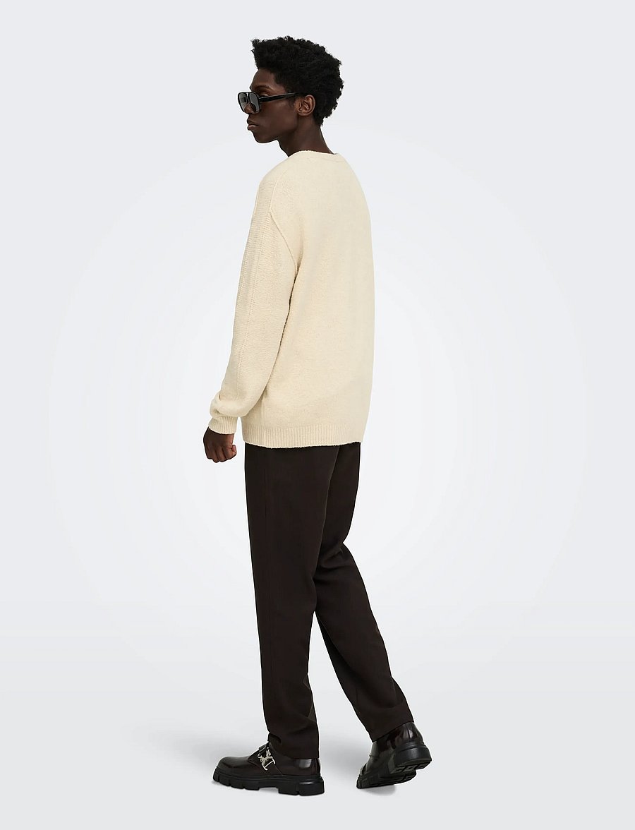 ONLY & SONS - ONSJAMES CUTLINE RLX CREW KNIT - rund hals - oatmeal - 3
