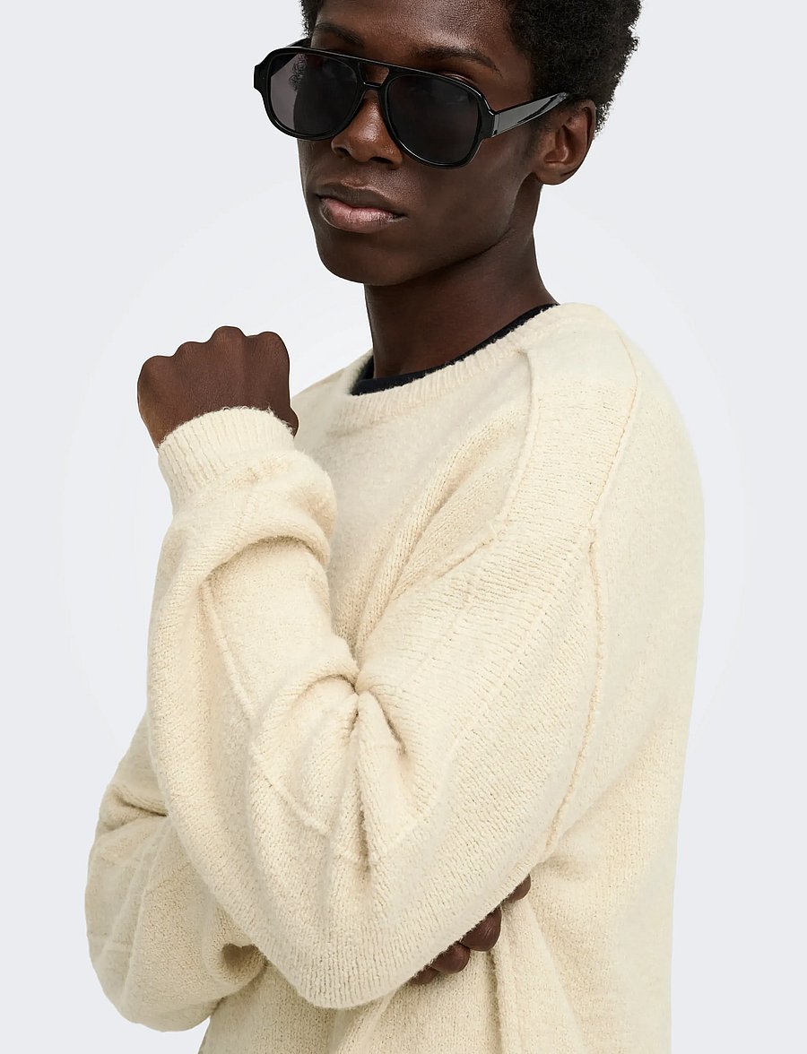 ONLY & SONS - ONSJAMES CUTLINE RLX CREW KNIT - rund hals - oatmeal - 5