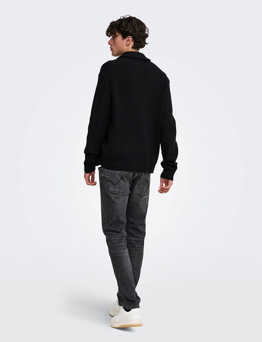 ONLY & SONS - ONSSTAY REG ZIP CARDIGAN KNIT FRML - kardiganid - black - 3