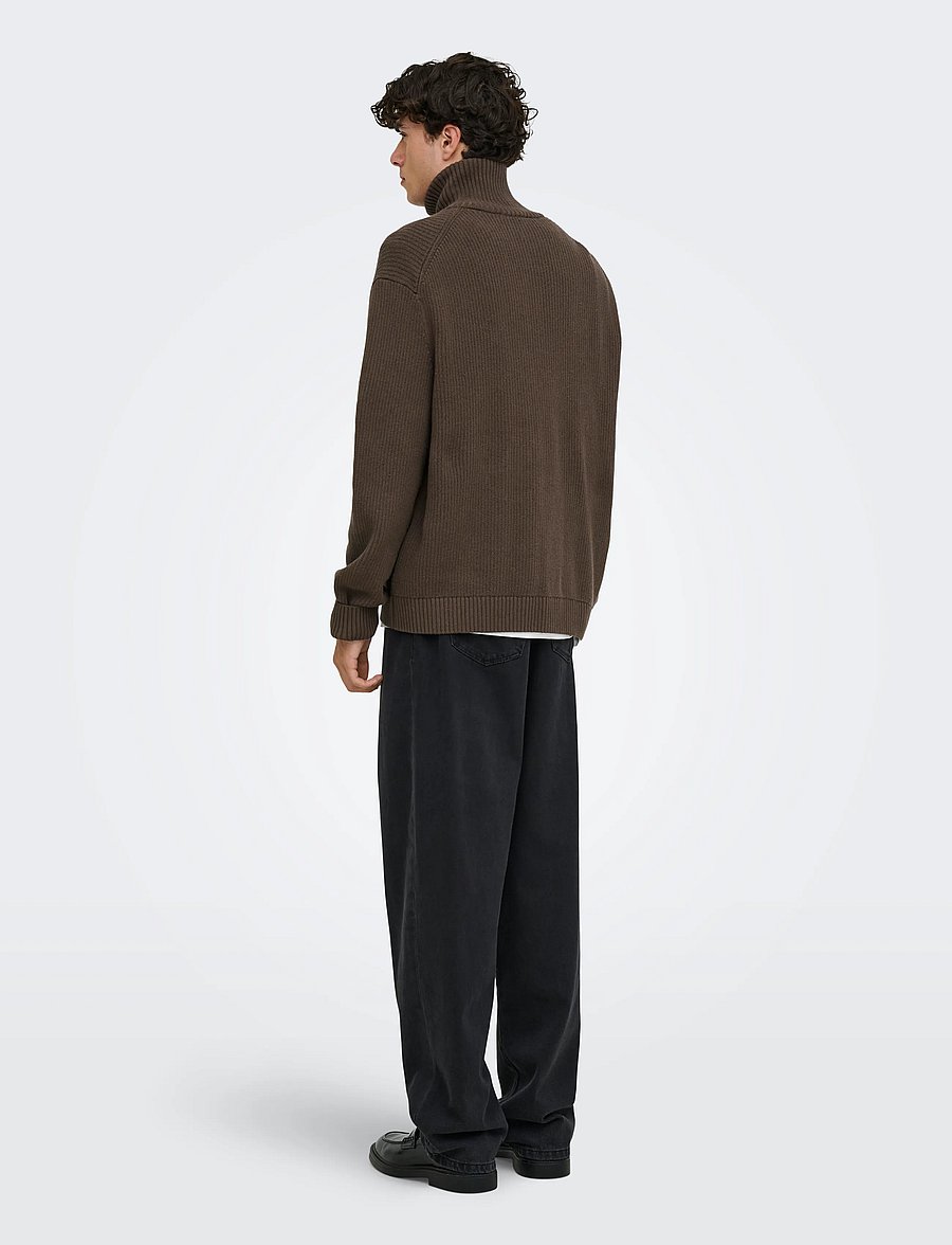 ONLY & SONS - ONSSTAY REG ZIP CARDIGAN KNIT FRML - cardigans - chocolate brown - 3