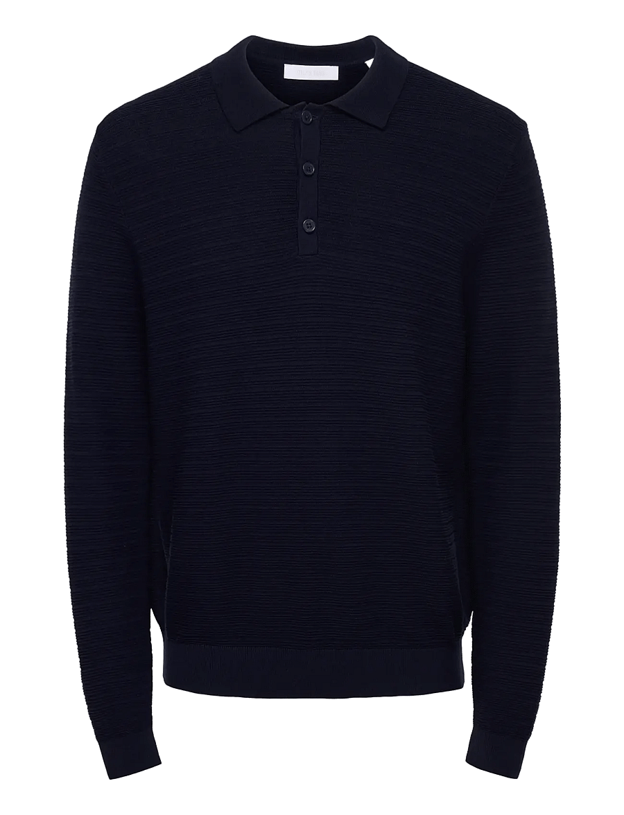 ONLY & SONS - ONSCARL REG LS STRUCTURE POLO KNIT FRML - långärmade stickade pikétröjor - baritone blue - 0
