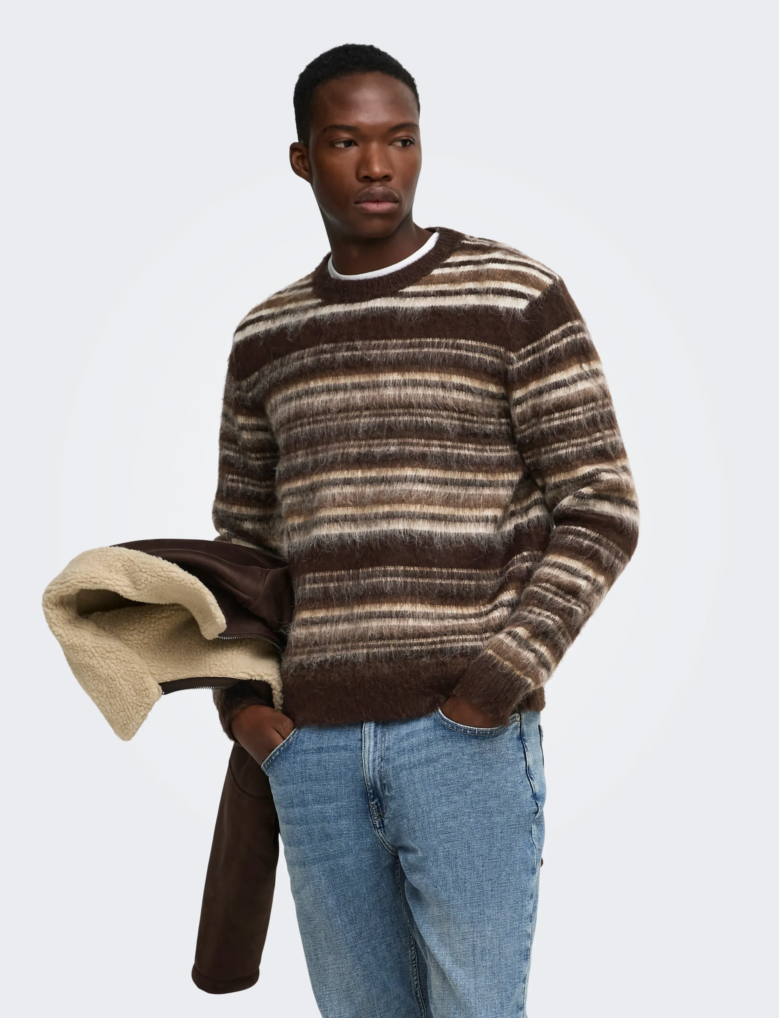 ONLY & SONS ONSAIDEN RLX LS CREW KNIT - Kollektionen - COFFEE BEAN / brown