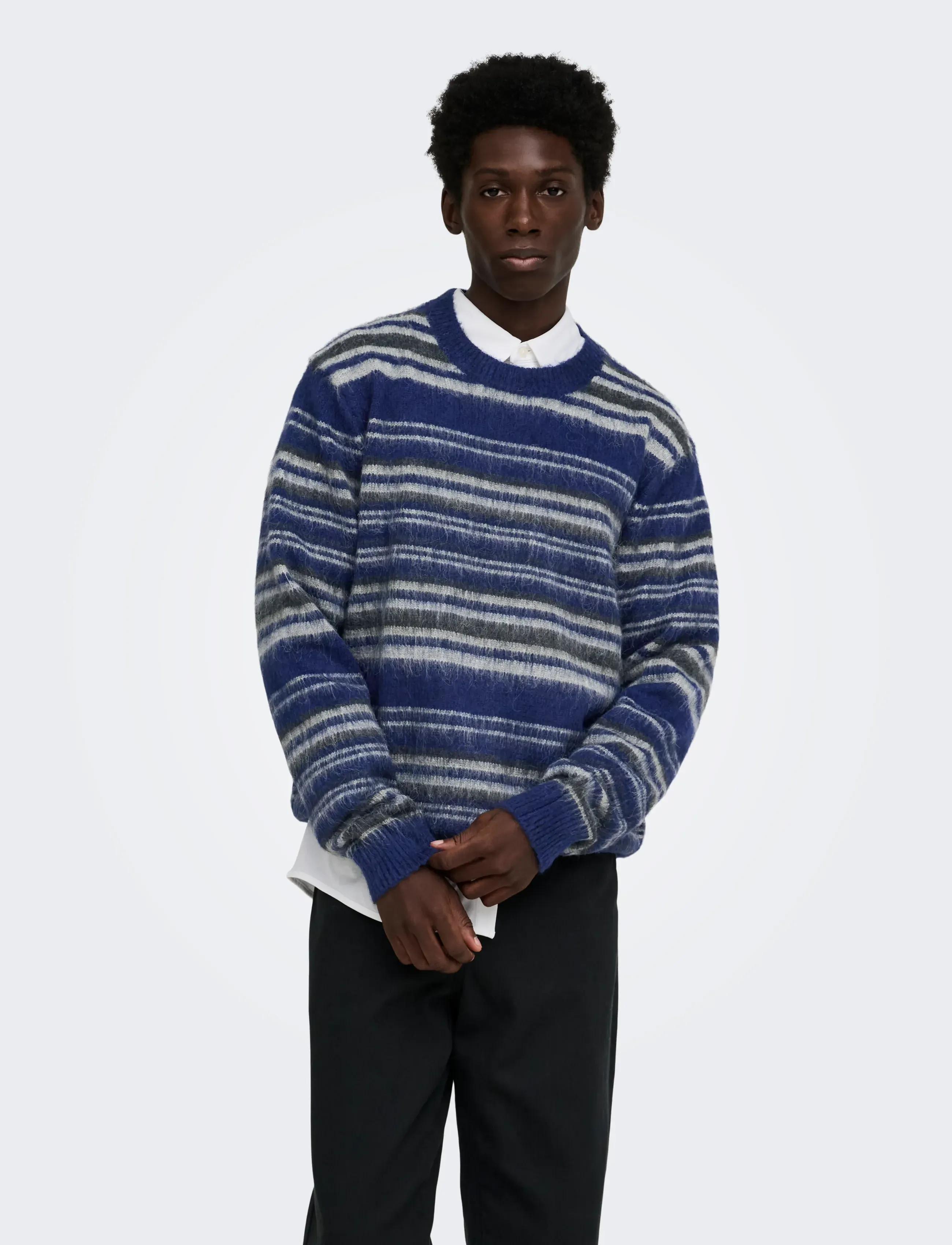 ONLY & SONS - ONSAIDEN RLX LS CREW KNIT - Ümara kaelusega - ocean cavern - 0