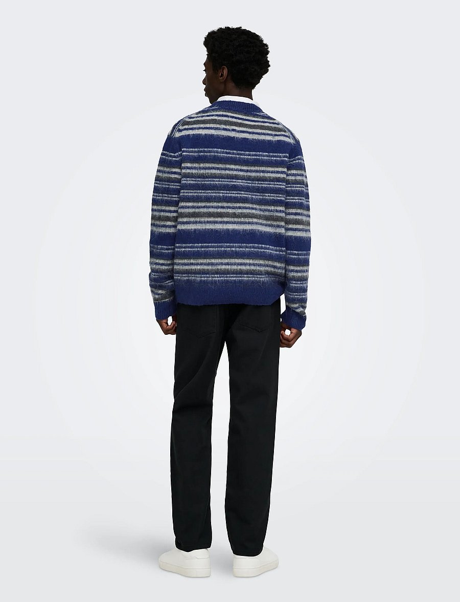 ONLY & SONS - ONSAIDEN RLX LS CREW KNIT - Ümara kaelusega - ocean cavern - 3