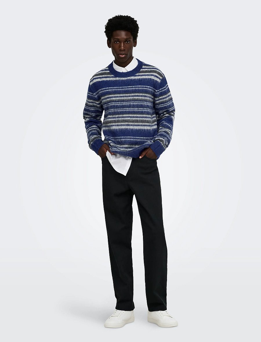ONLY & SONS - ONSAIDEN RLX LS CREW KNIT - Ümara kaelusega - ocean cavern - 4