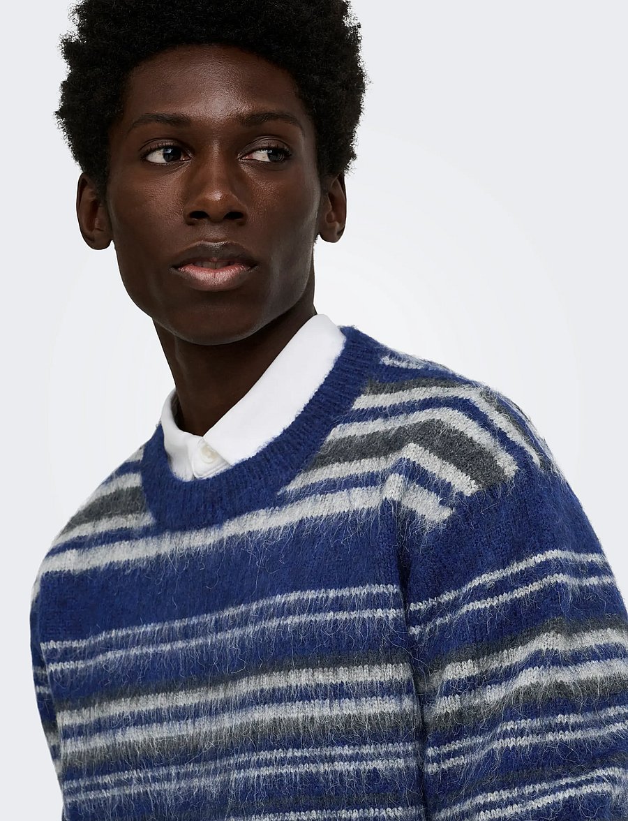 ONLY & SONS - ONSAIDEN RLX LS CREW KNIT - Ümara kaelusega - ocean cavern - 5