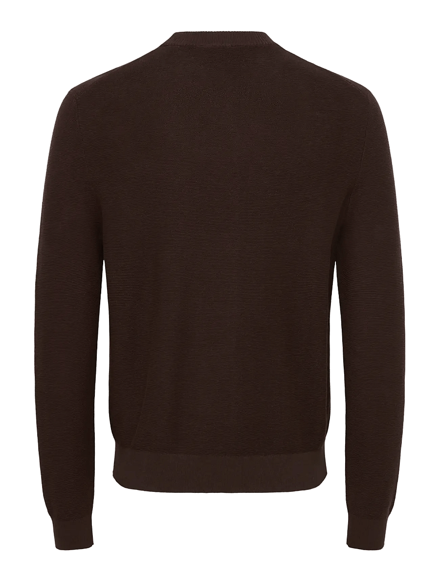 ONLY & SONS - ONSELIAS REG LS STRUCTURE MOCK KNIT - rundhalsad - coffee bean - 1