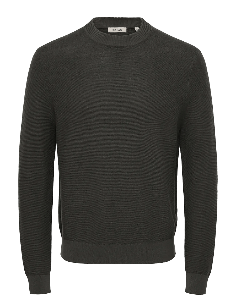 ONLY & SONS - ONSELIAS REG LS STRUCTURE MOCK KNIT - rund hals - grey pinstripe - 0