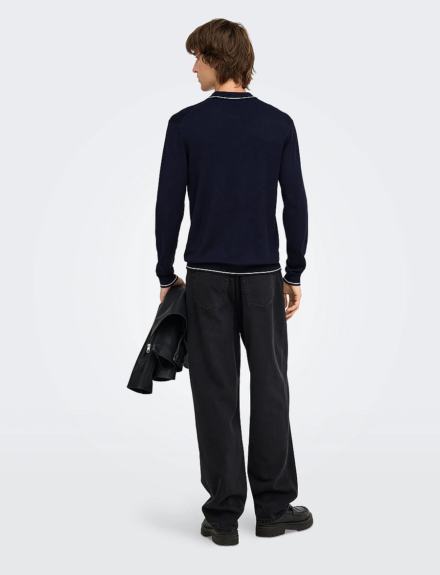 ONLY & SONS - ONSWYLER REG 14SS ZIP POLO FRML - dark navy - 3