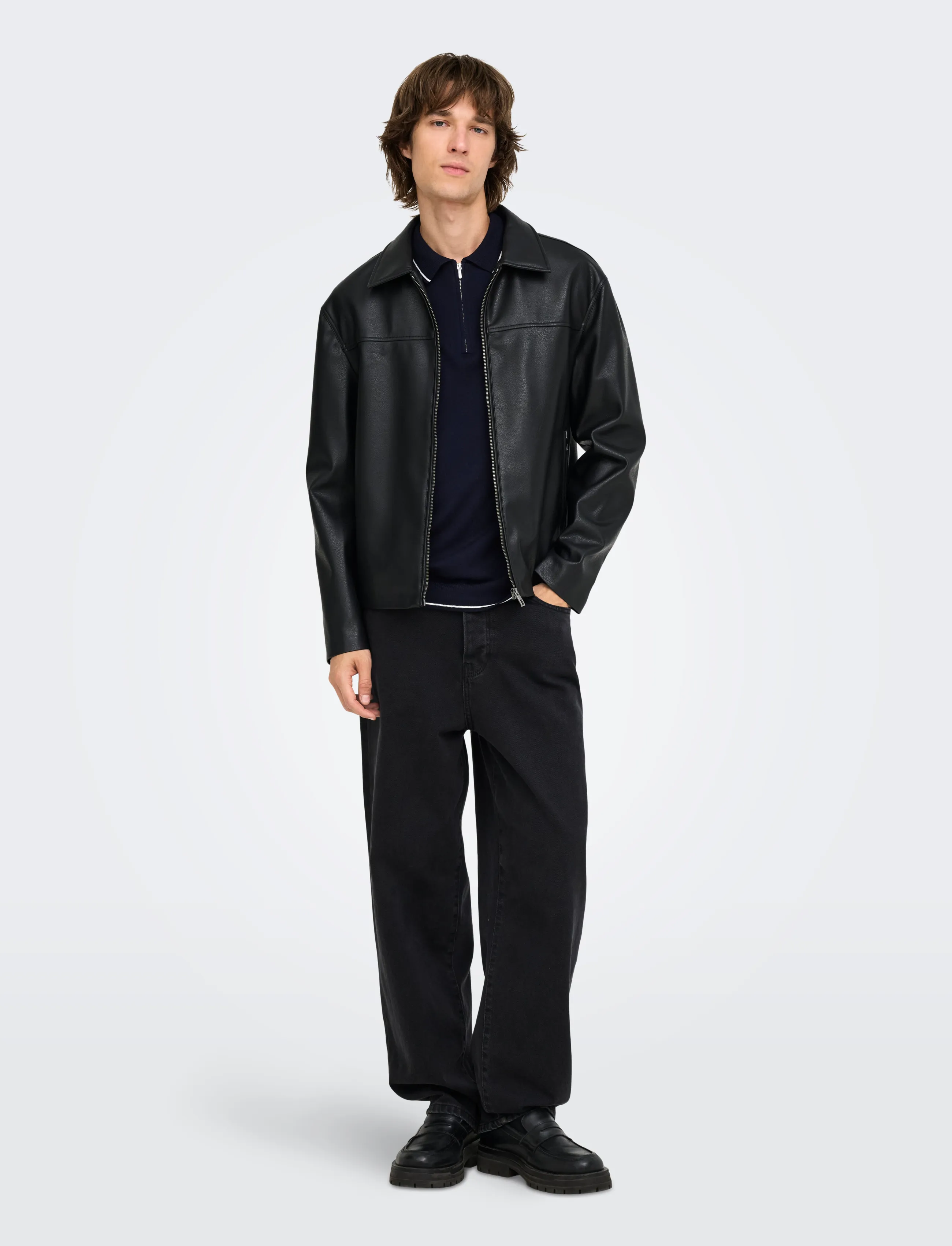 ONLY & SONS - ONSWYLER REG 14SS ZIP POLO FRML - dark navy - 4