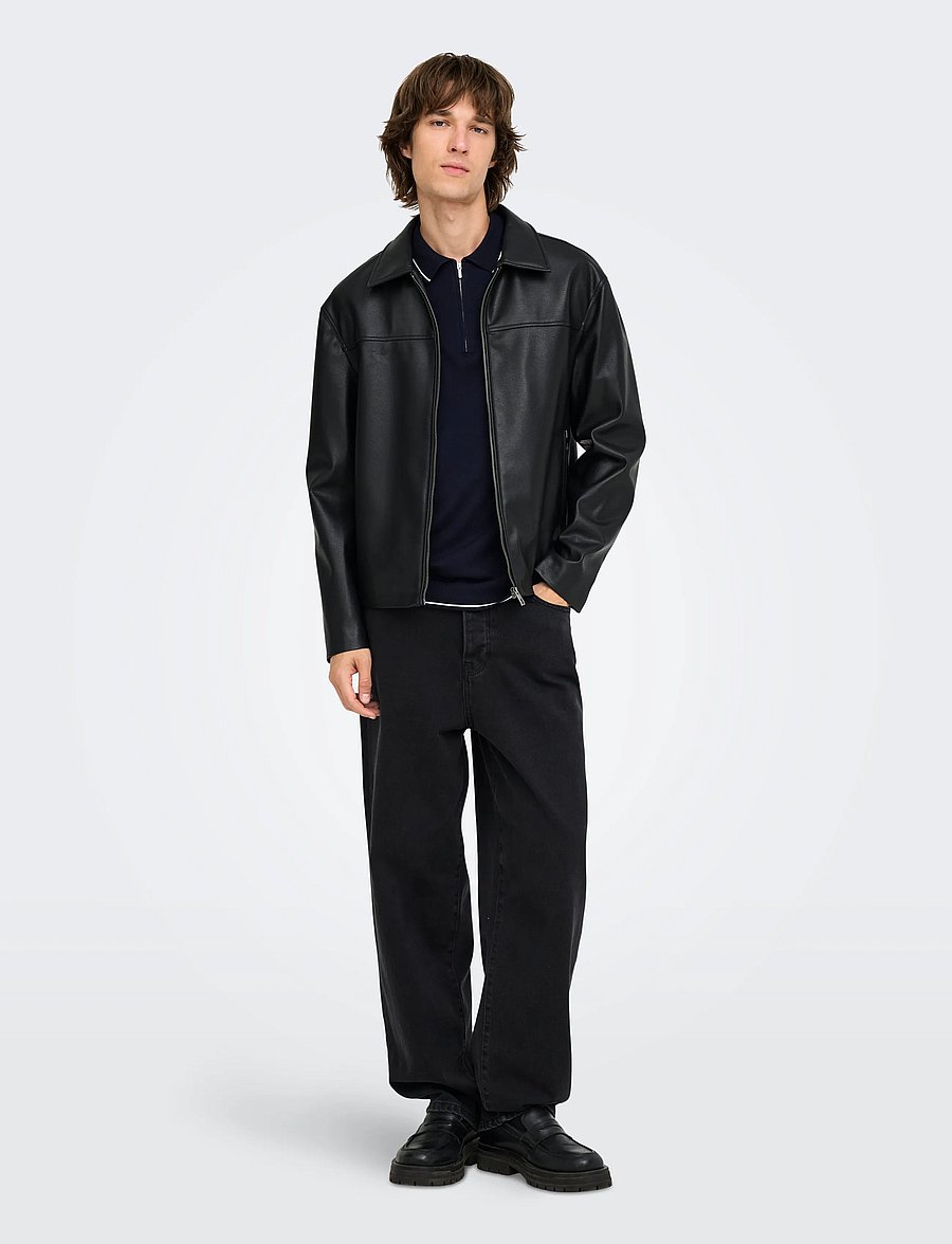 ONLY & SONS - ONSWYLER REG 14SS ZIP POLO FRML - dark navy - 4