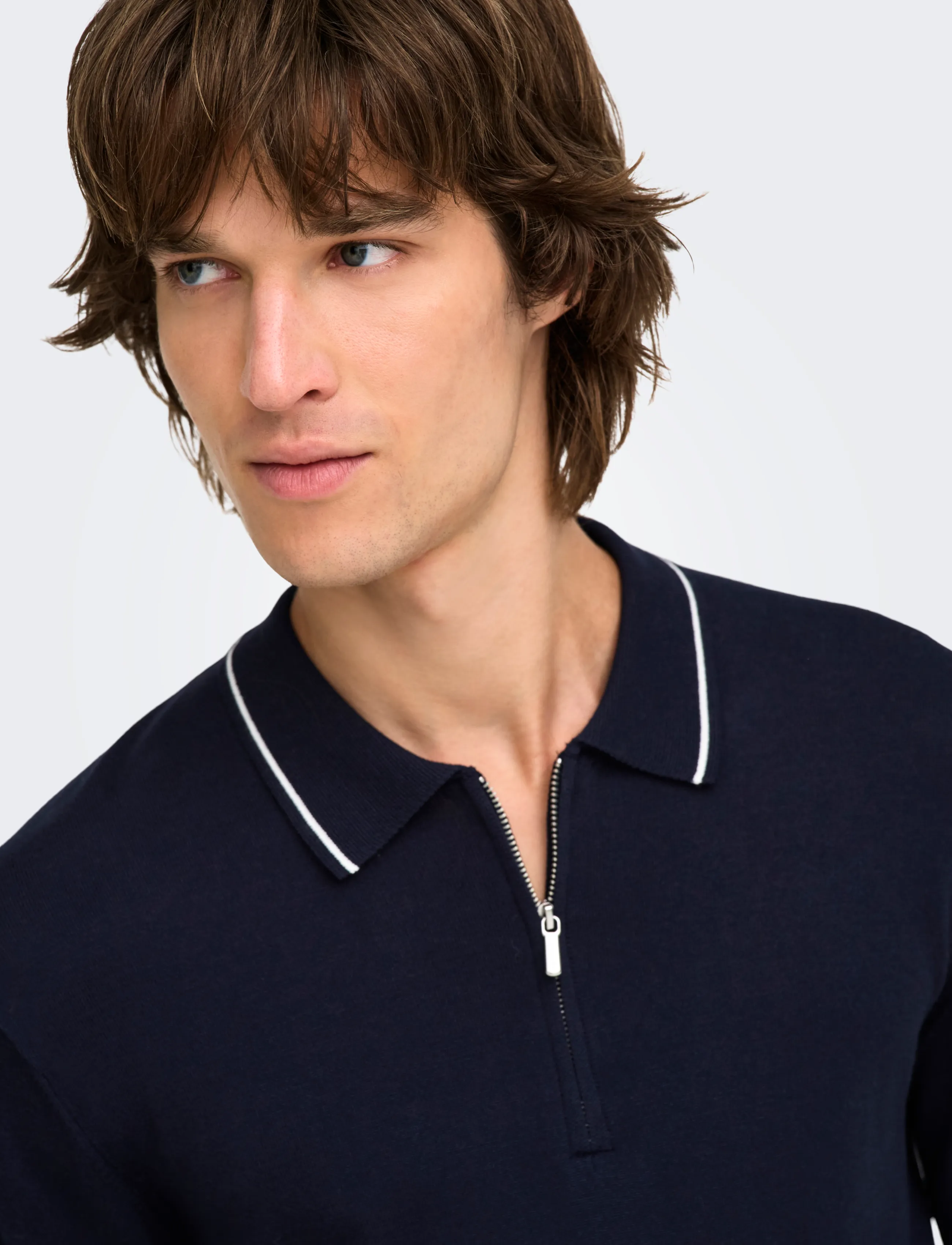 ONLY & SONS ONSWYLER REG 14SS ZIP POLO FRML - Strik - DARK NAVY / navy