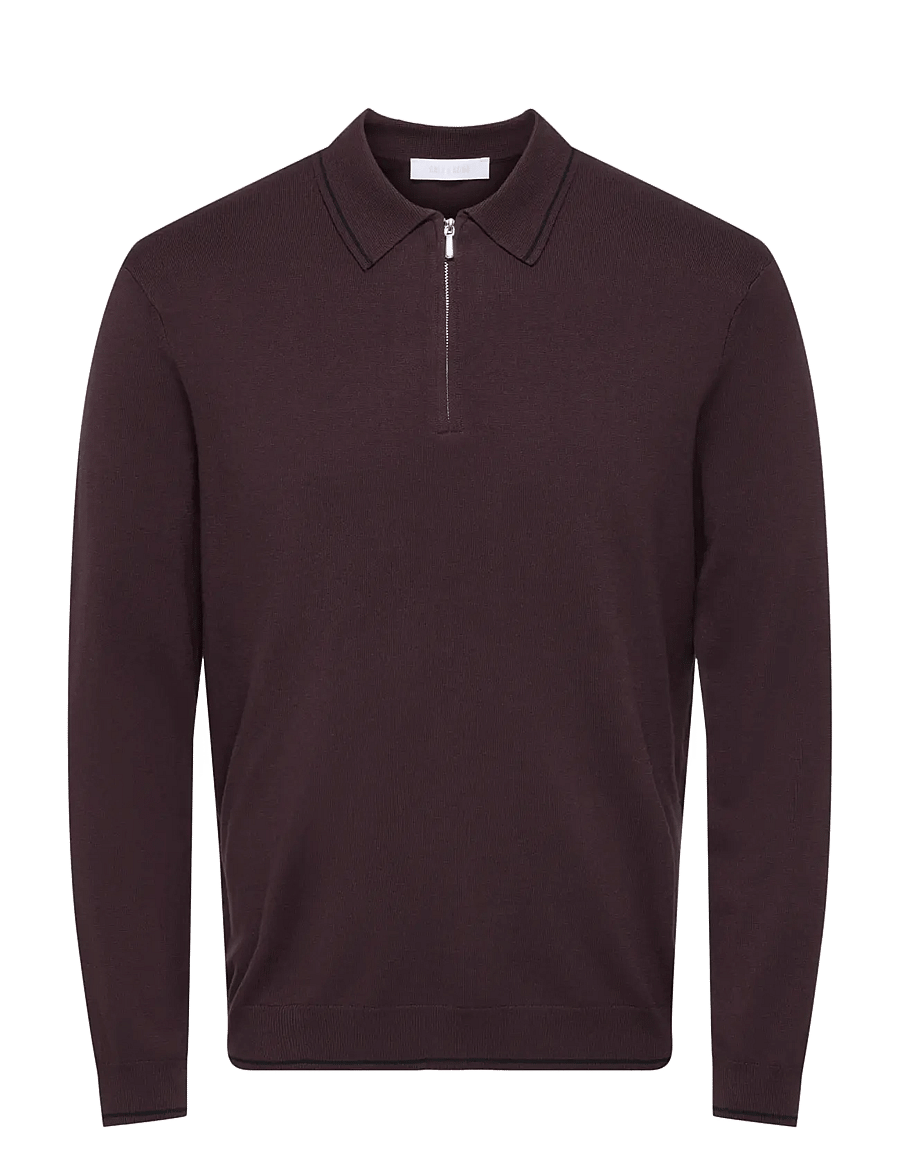 ONLY & SONS - ONSWYLER REG 14SS ZIP POLO FRML - langärmelige strick-polohemden - fudge - 0
