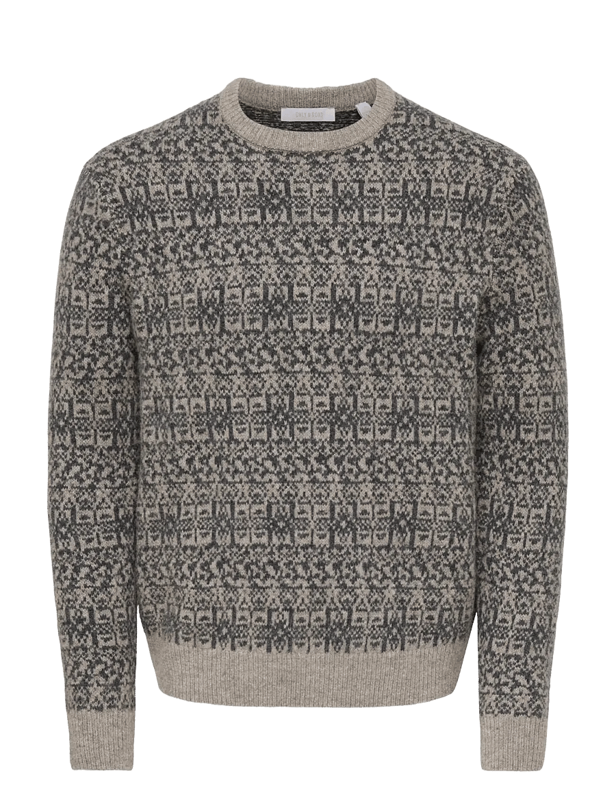 ONLY & SONS - ONSSAGE REG LS WOOL BLEND CREW KNIT FRML - walnut - 1