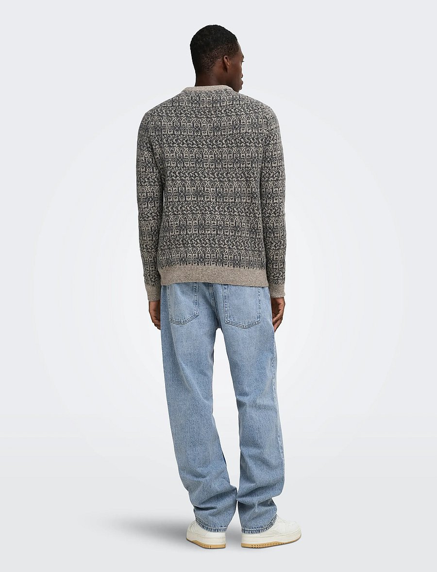 ONLY & SONS - ONSSAGE REG LS WOOL BLEND CREW KNIT FRML - walnut - 3