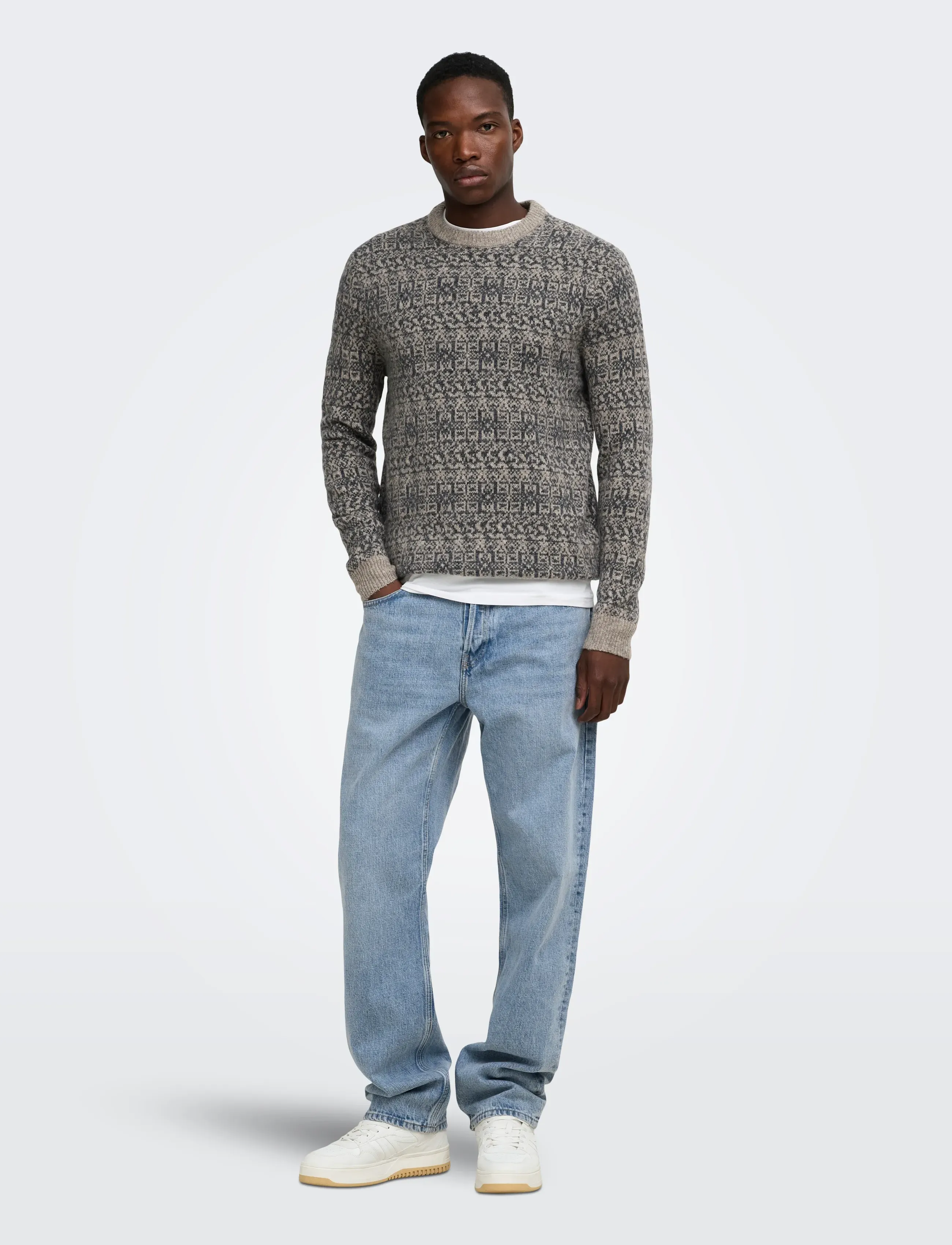 ONLY & SONS - ONSSAGE REG LS WOOL BLEND CREW KNIT FRML - walnut - 4