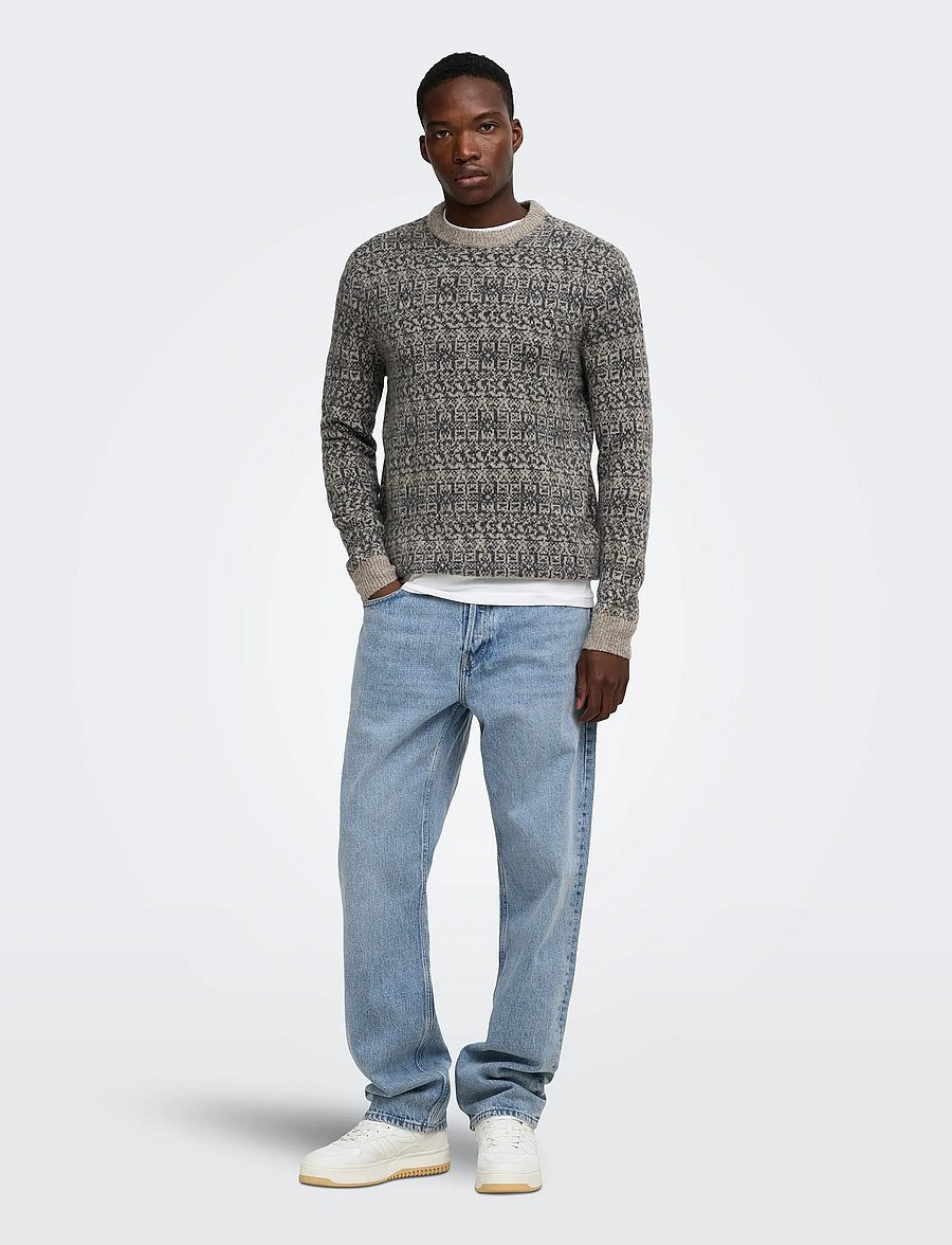 ONLY & SONS - ONSSAGE REG LS WOOL BLEND CREW KNIT FRML - walnut - 4