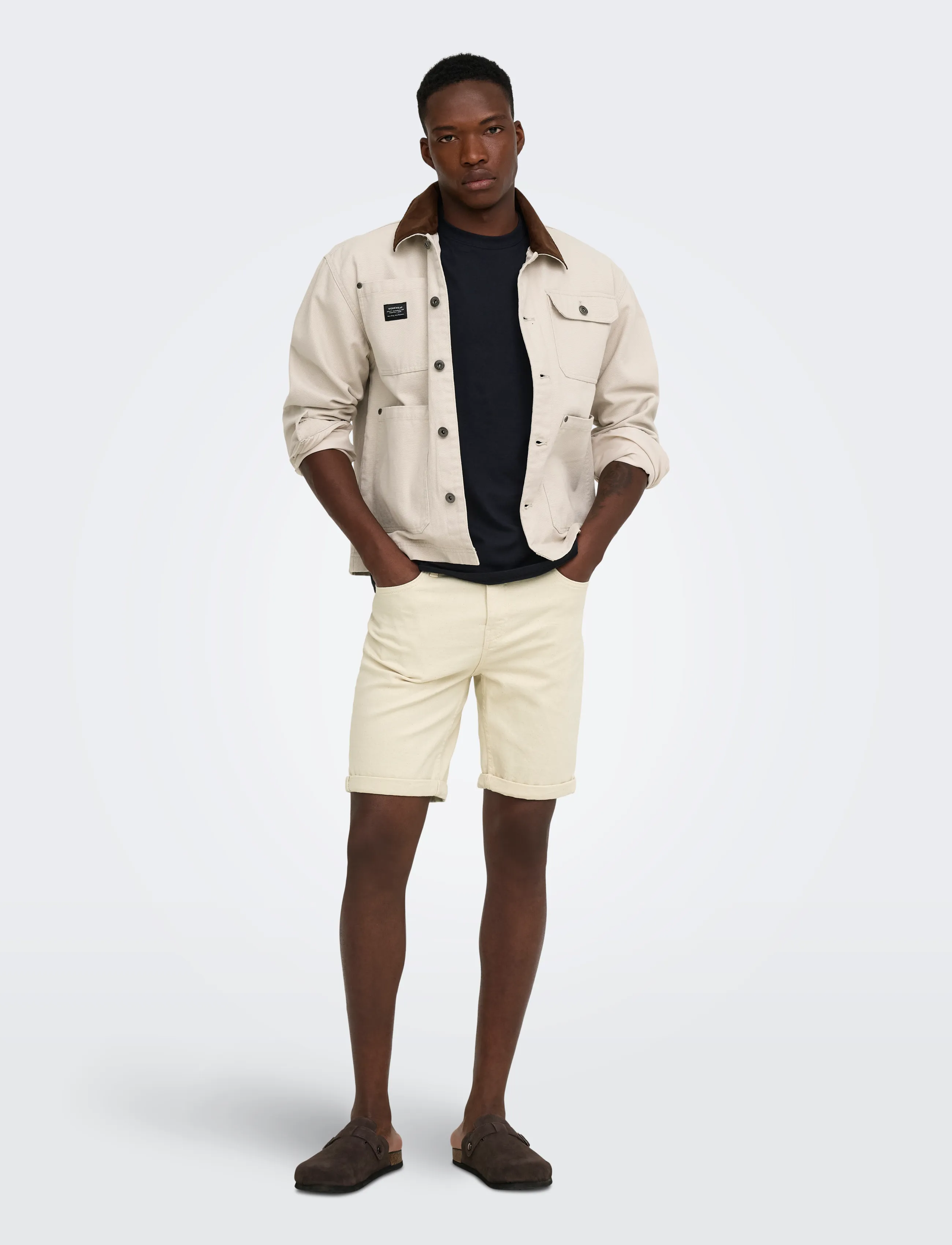 ONLY & SONS - ONSPLY ECRU 9470 PIM DNM SHORTS NOOS - jeansshorts - ecru - 4