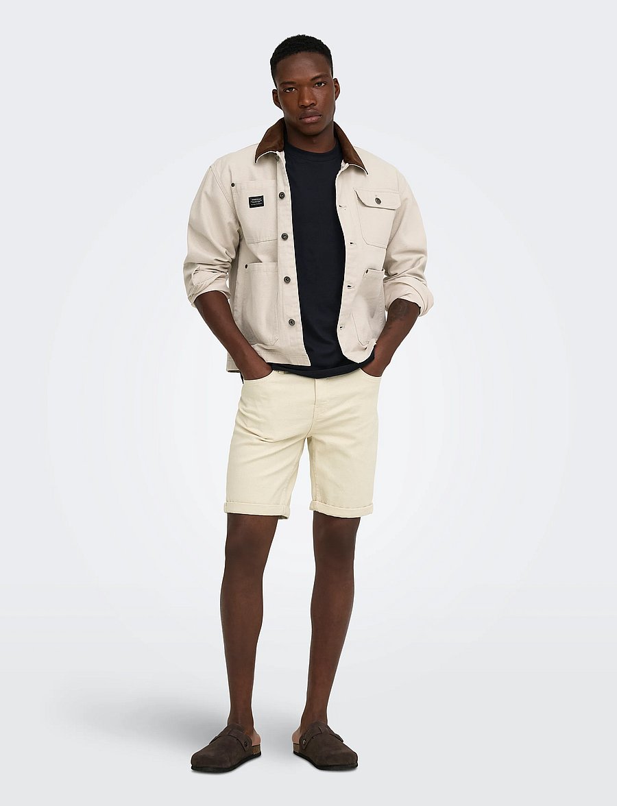 ONLY & SONS - ONSPLY ECRU 9470 PIM DNM SHORTS NOOS - jeansshorts - ecru - 4