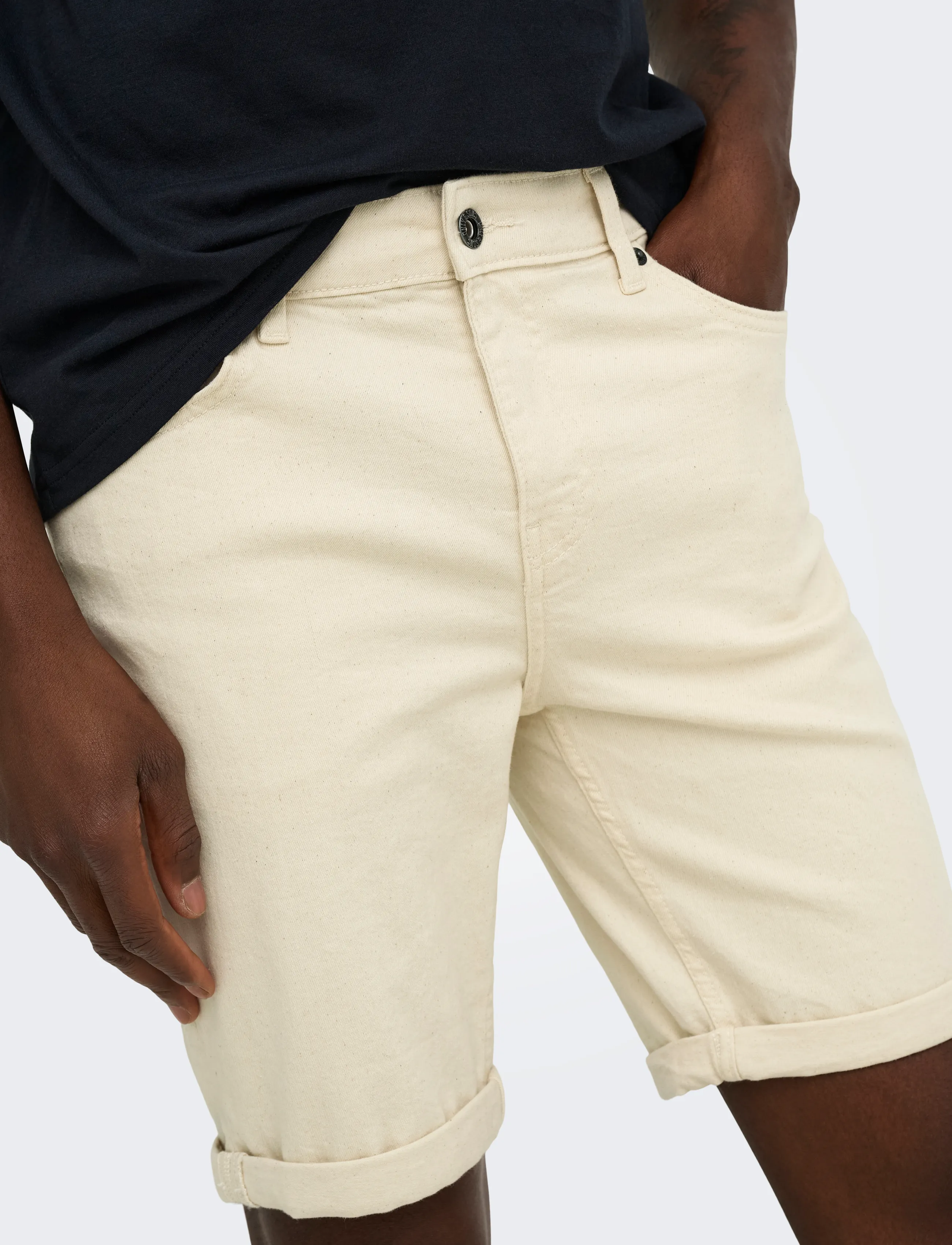 ONLY & SONS ONSPLY ECRU 9470 PIM DNM SHORTS NOOS - Streetstyle - ECRU / cream