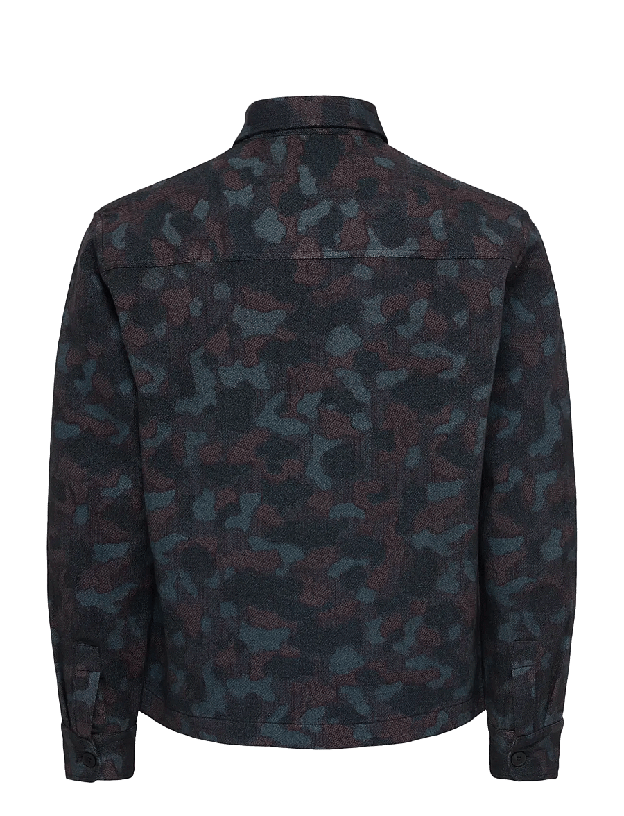 ONLY & SONS - ONSJUDSEN JAQUARD OVERSHIRT WW - mustriga särgid - blue nights - 1