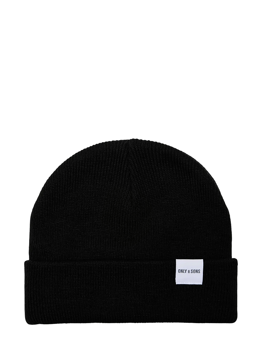 ONLY & SONS - ONSISAAC SHORT BEANIE FLAT KNIT - kollektionen - black - 0