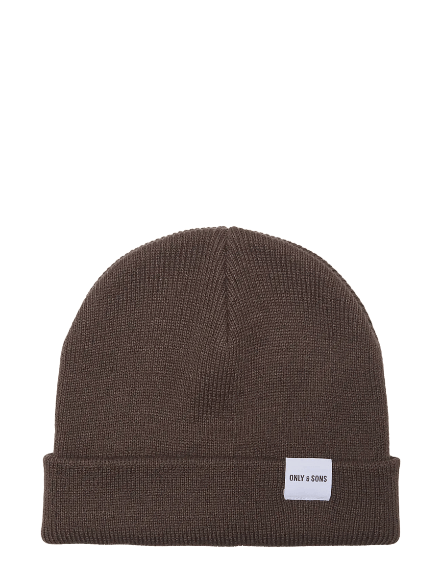 ONLY & SONS - ONSISAAC SHORT BEANIE FLAT KNIT - kollektionen - chocolate martini - 0