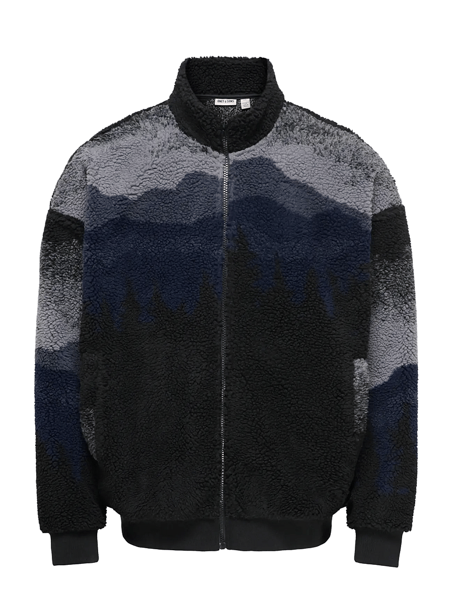 ONLY & SONS - ONSADAM LIFE OVZ SHERPA BOMBER SWEAT - fleecetrøjer - dark navy - 0