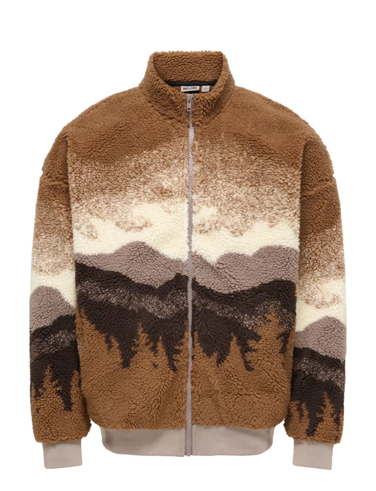 ONLY & SONS ONSADAM LIFE OVZ SHERPA BOMBER SWEAT - ONLY & SONS - FUNGI / brown