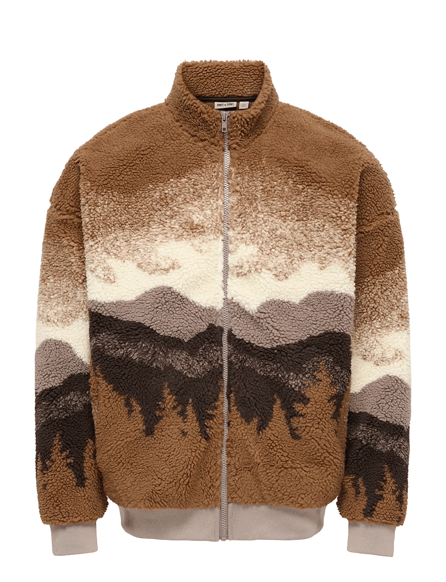 ONLY & SONS - ONSADAM LIFE OVZ SHERPA BOMBER SWEAT - fleece-pullover - fungi - 0