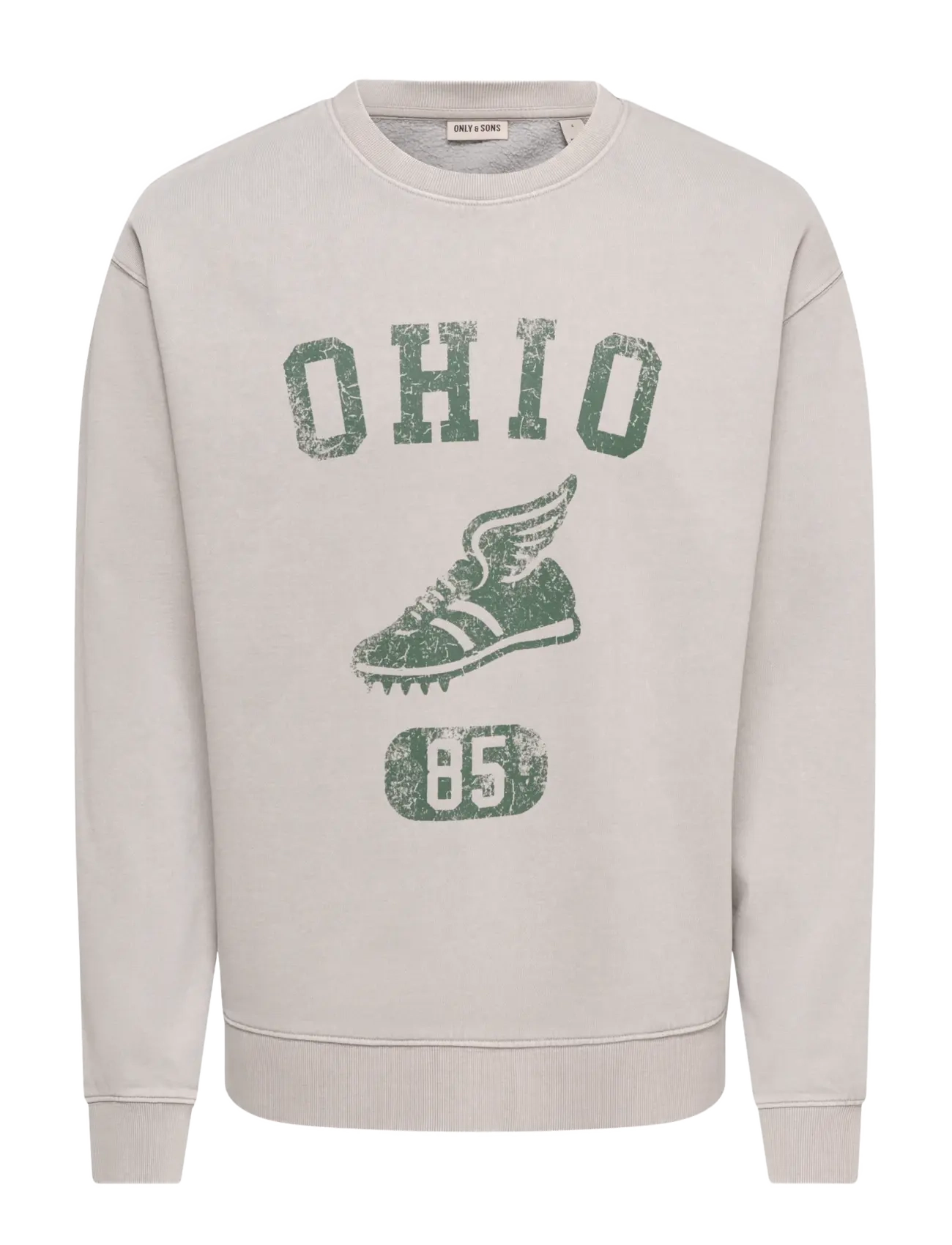 ONLY & SONS ONSCREATIVE COLLEGE RLX WASH CREW SWEAT - Uus - GHOST GRAY / grey
