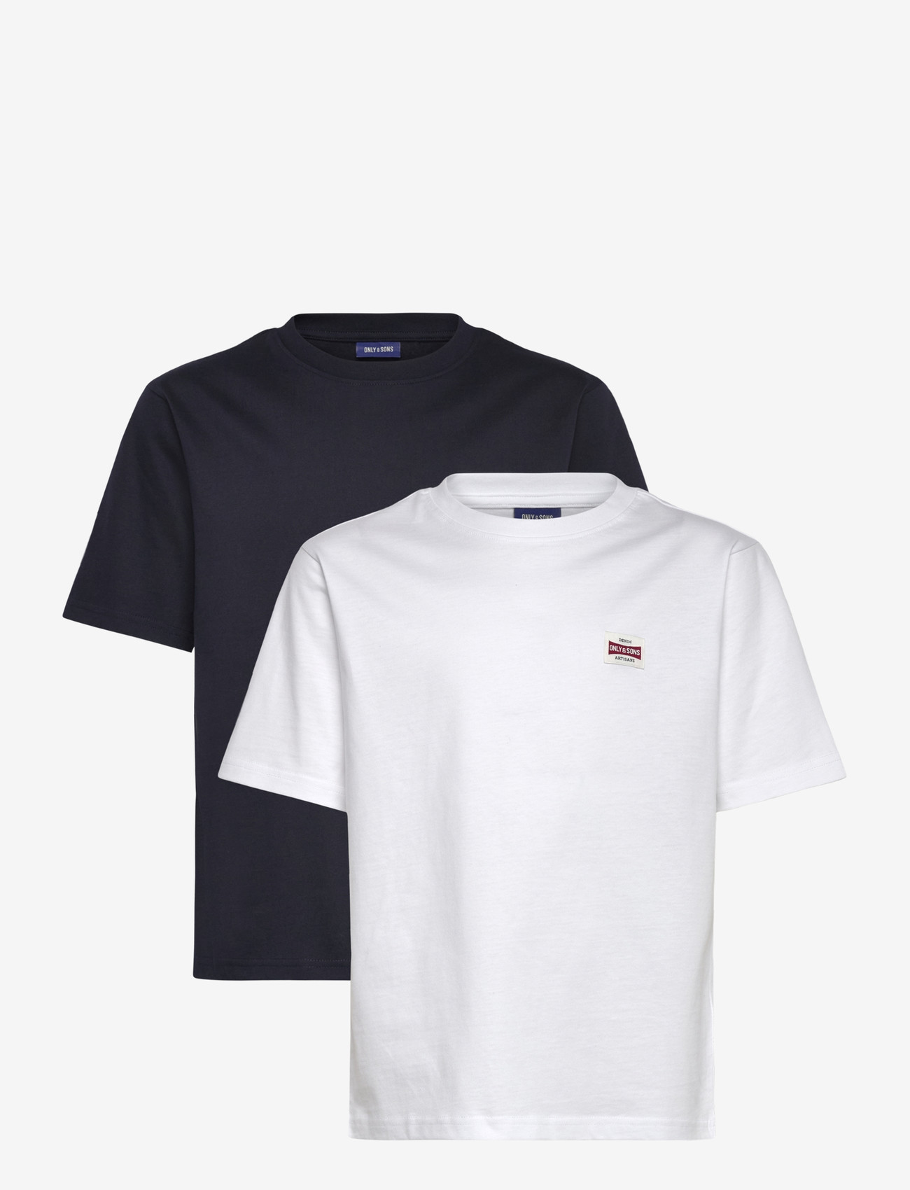 ONLY & SONS - OSJFRED LIFE RLX SS LABEL TEE 2-PACK - kortærmede t-shirts - night sky - 0