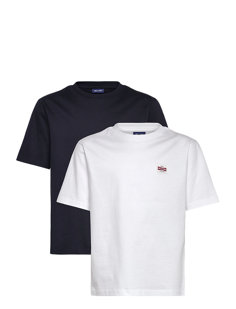 ONLY & SONS - OSJFRED LIFE RLX SS LABEL TEE 2-PACK - kortærmede t-shirts - night sky - 0