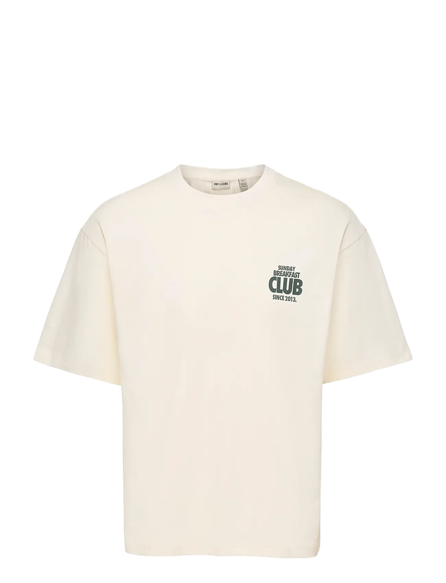 ONLY & SONS - ONSFRED RUN CLUB BOXY SS TEE - lühikeste varrukatega t-särgid - egret - 0