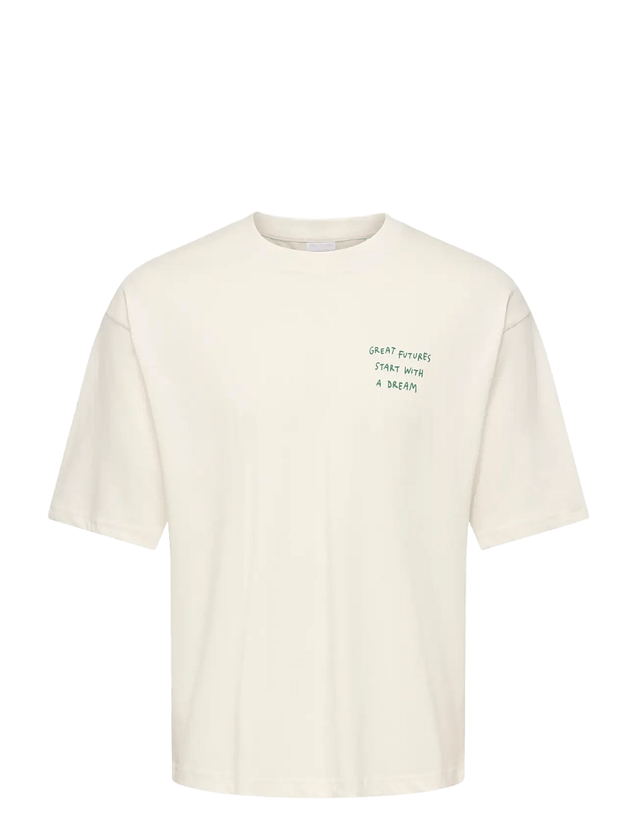 ONLY & SONS - ONSAXEL SCRIBBLE BOXY FIT SS TEE - kurzärmelige t-shirts - egret - 0