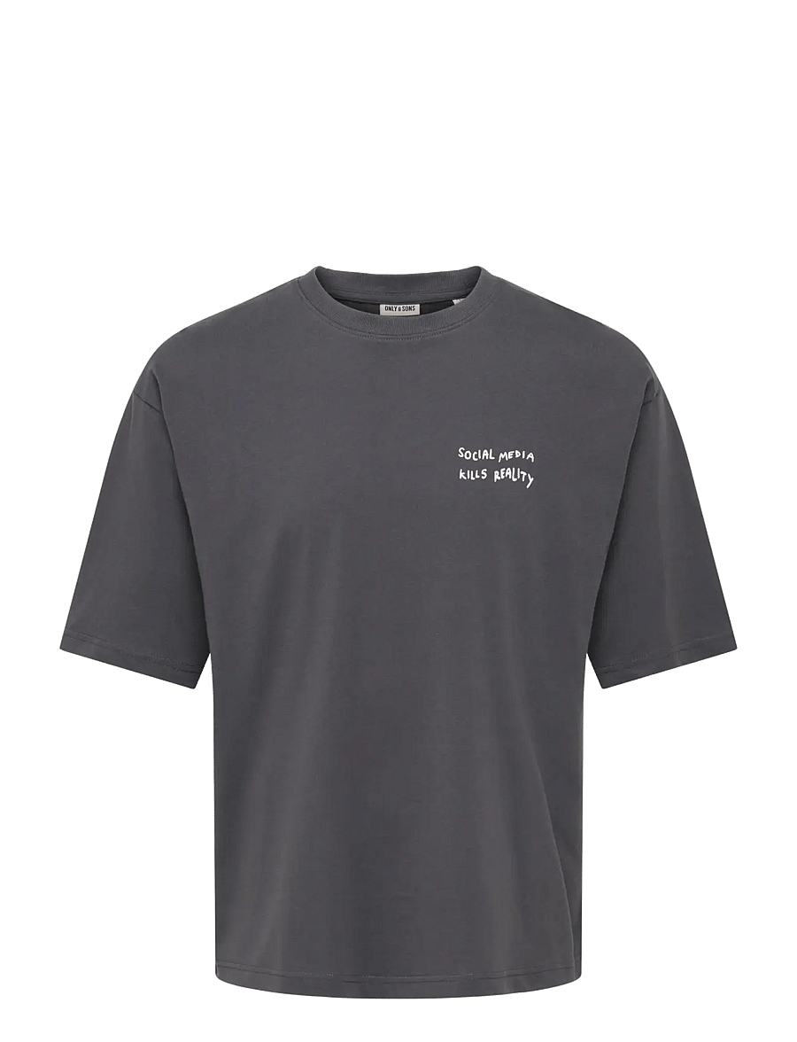 ONLY & SONS - ONSAXEL SCRIBBLE BOXY FIT SS TEE - lühikeste varrukatega t-särgid - grey pinstripe - 0