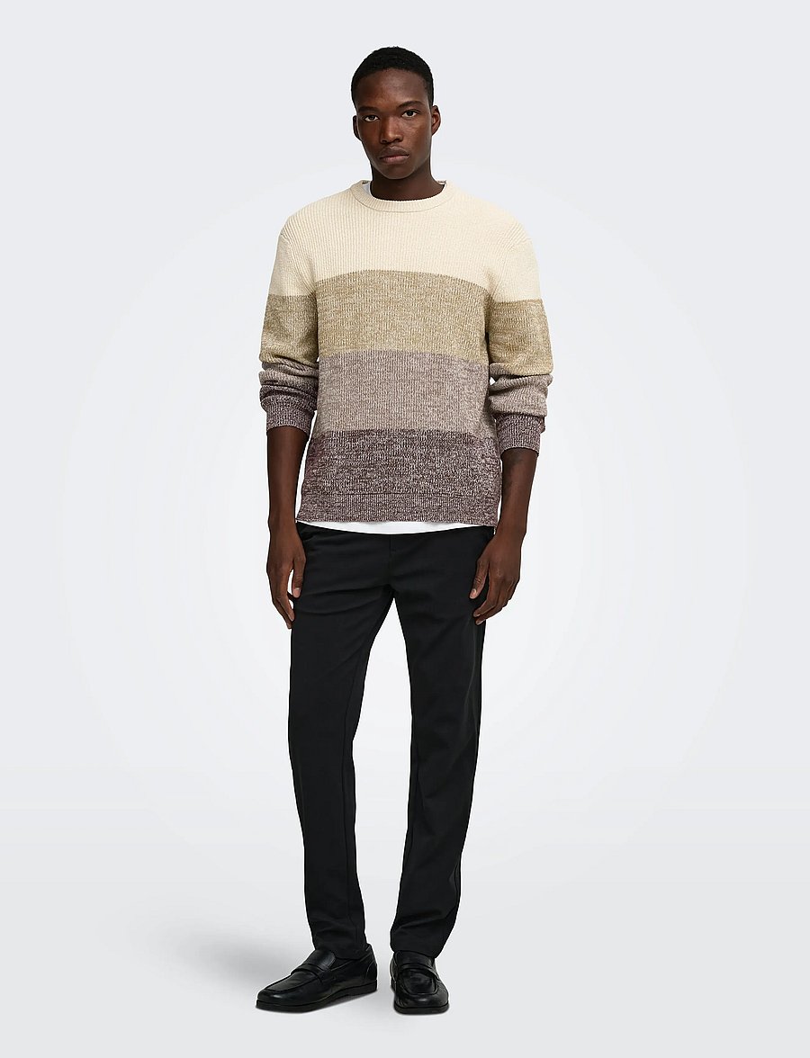 ONLY & SONS - ONSLUCA REG CREW NECK KNIT - coffee bean - 4
