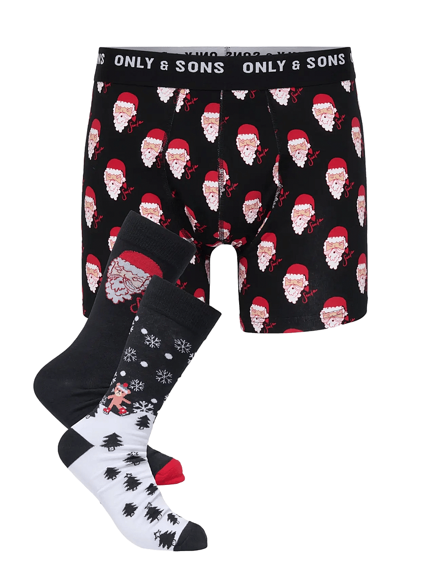 ONLY & SONS - ONSCHRISTMAS UNDERWEAR SOCK GIFTBOX - black - 0