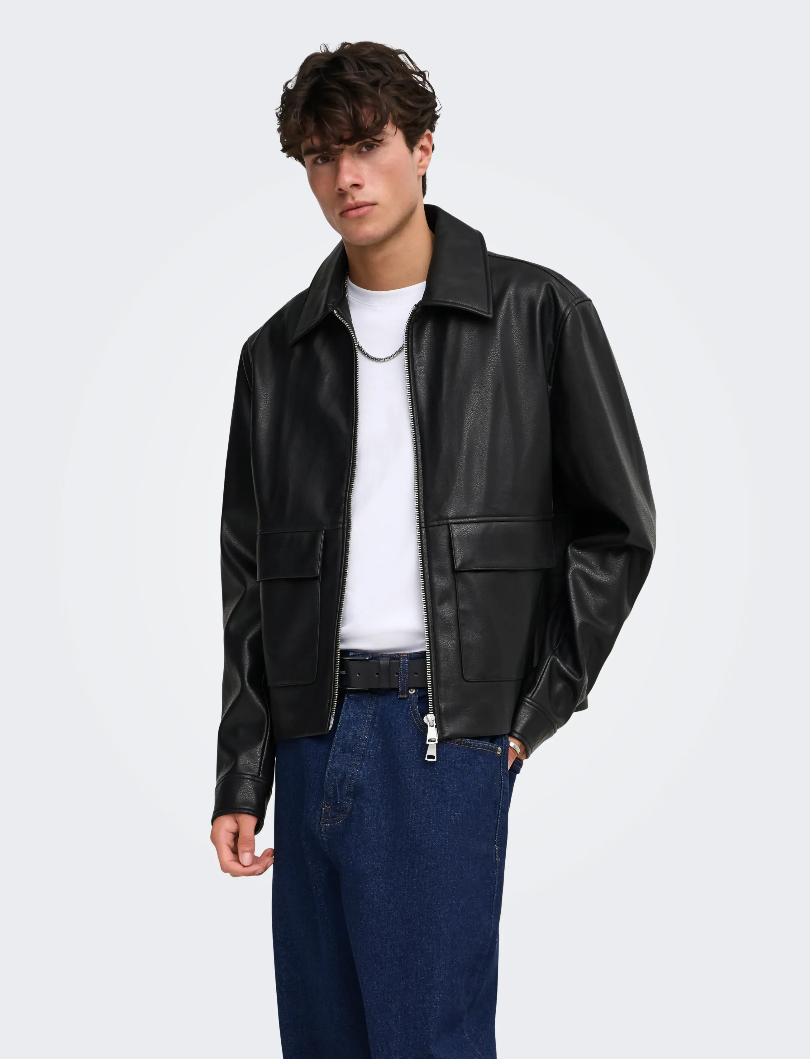 ONLY & SONS ONSBATE PU JACKET OTW - Joped - BLACK / black