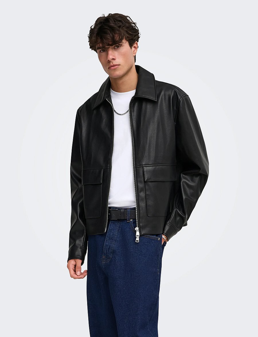 ONLY & SONS - ONSBATE PU JACKET OTW - black - 0