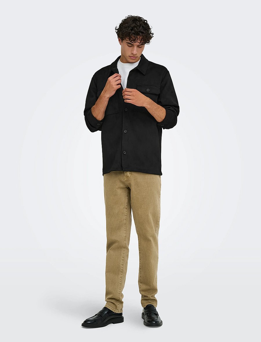ONLY & SONS - ONSNATE KODYL FAUX SUEDE OVRSHRT FRML - kollektioner - black - 4