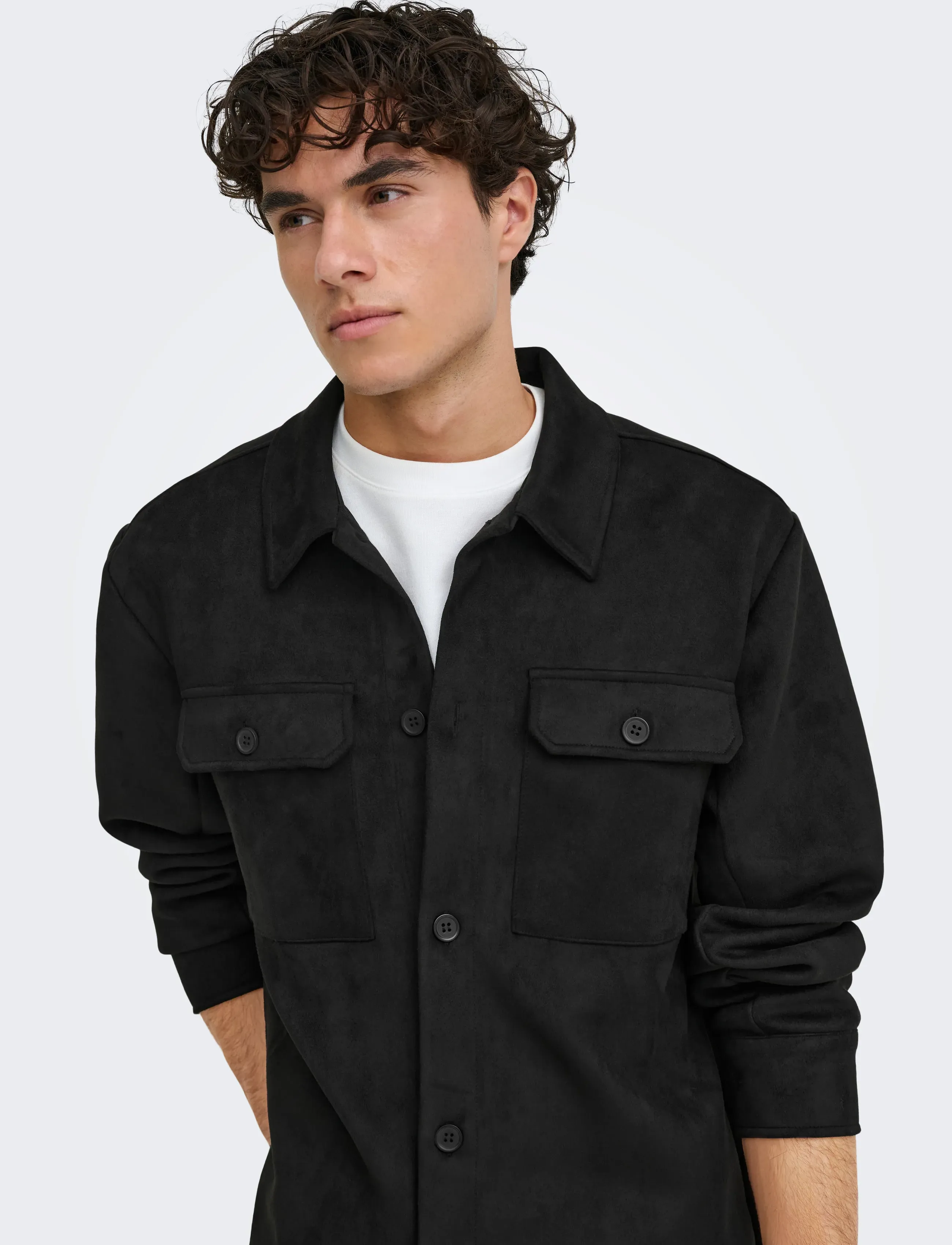 ONLY & SONS ONSNATE KODYL FAUX  SUEDE OVRSHRT FRML - Tänavastiil - BLACK / black