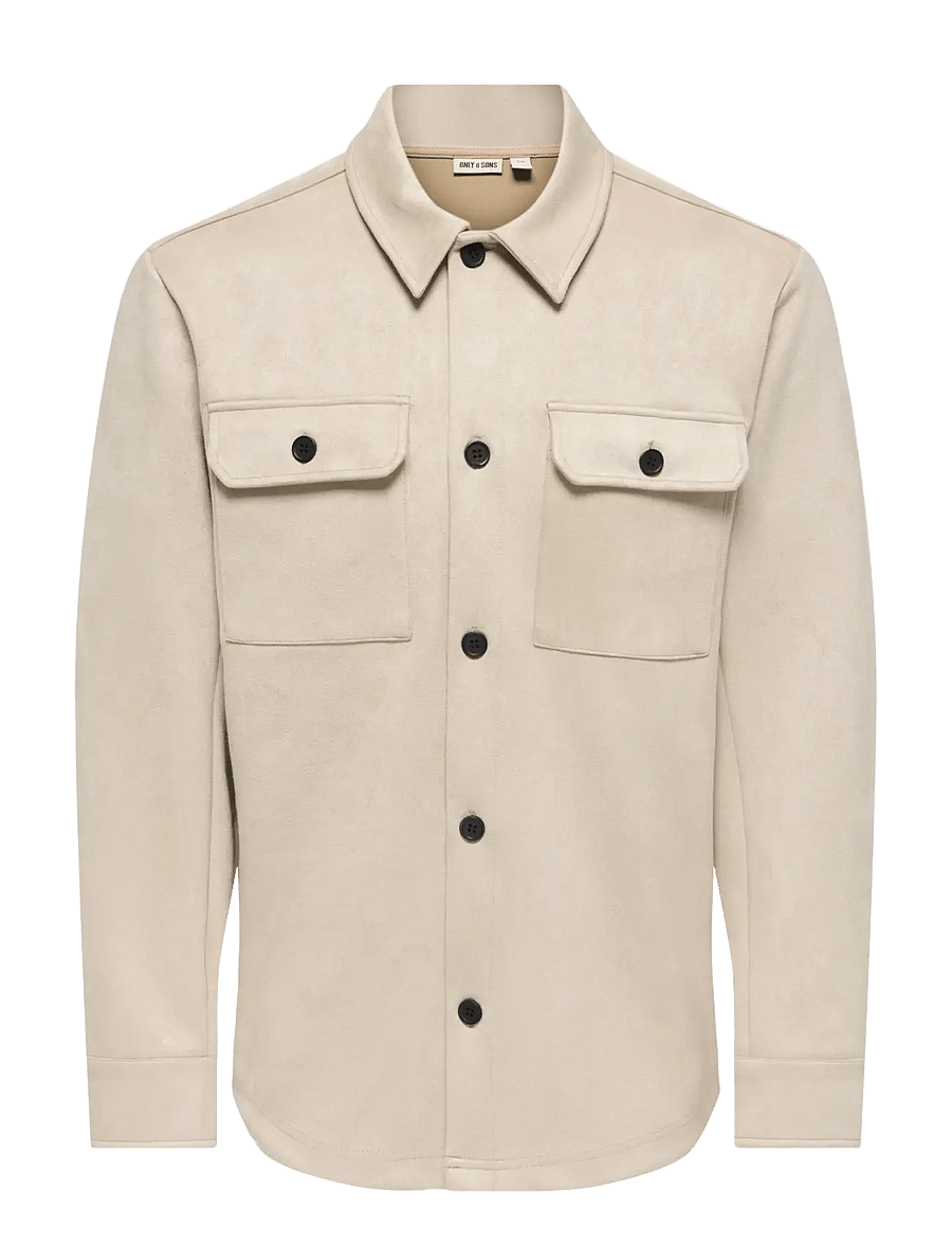 ONLY & SONS - ONSNATE KODYL FAUX SUEDE OVRSHRT FRML - kollektioner - silver lining - 1